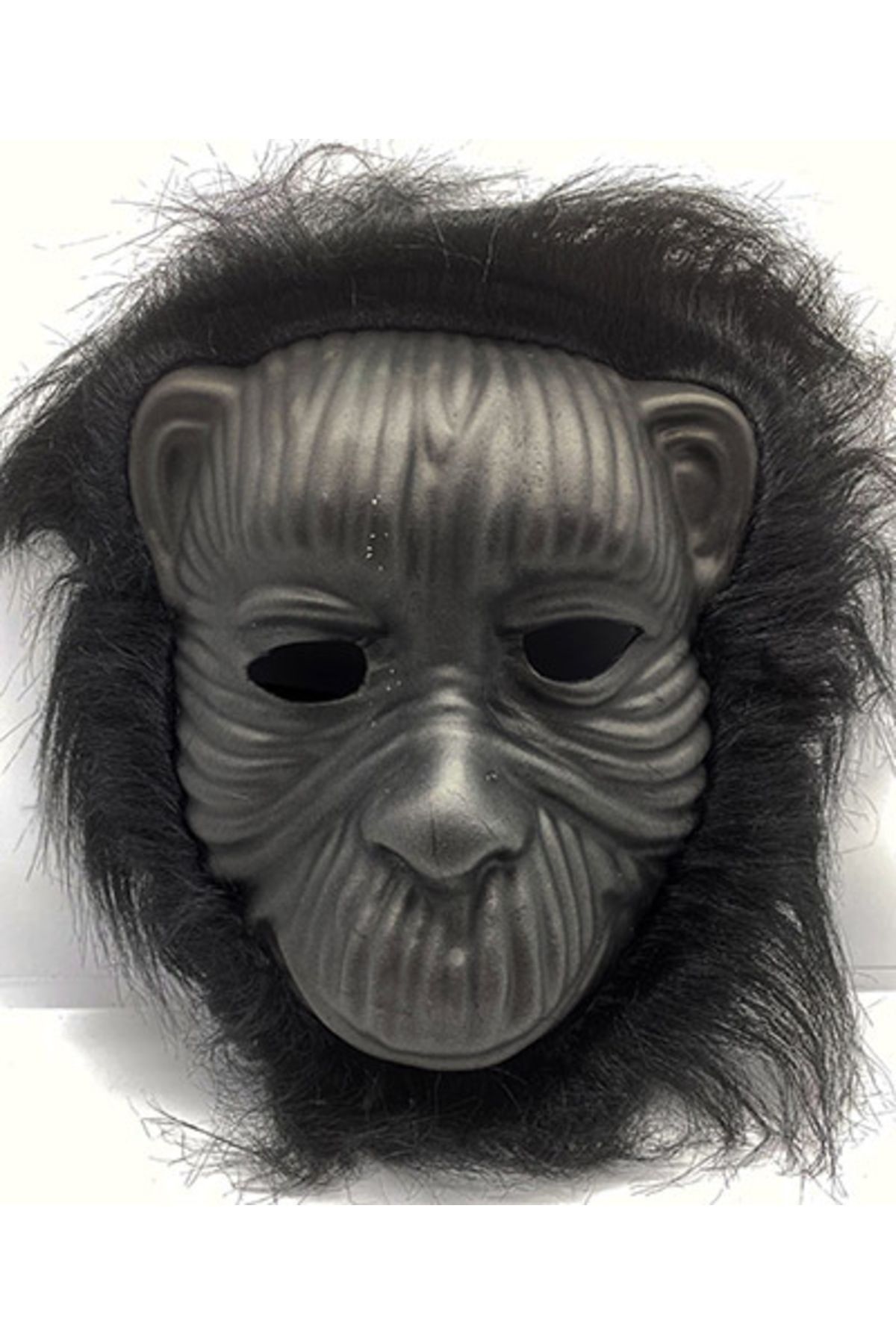 Modafiks Siyah Renk Eva Goril Maskesi - Siyah Peluşlu Tüylü Orangutan Maskesi (4767)
