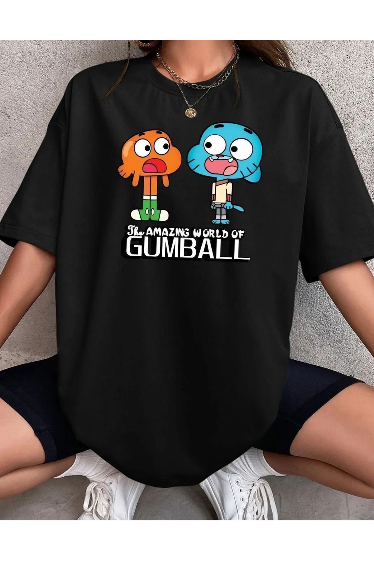 SAJA Unısex Kadın/Erkek Baskılı Oversize Düşük Kol Bisiklet Yaka T-Shirt