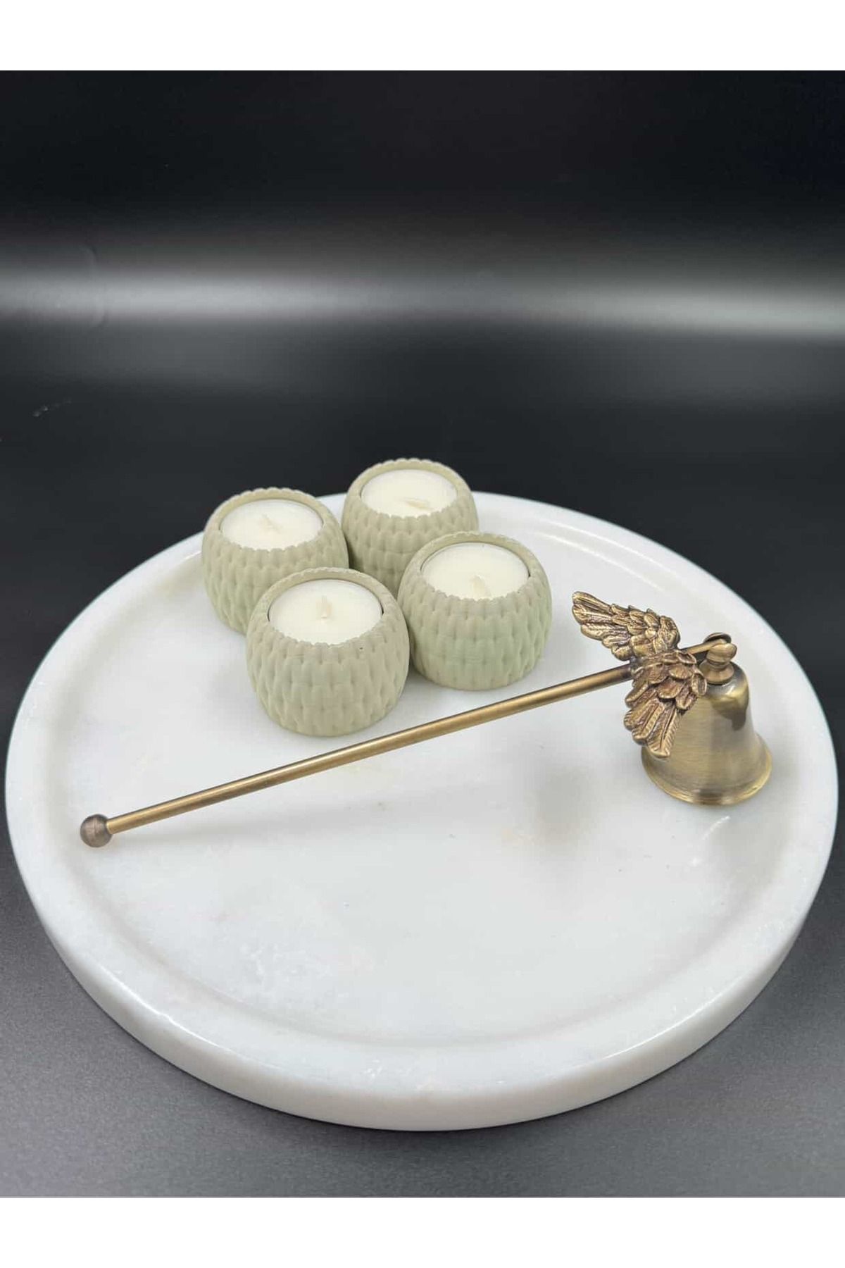 BEBUTO Dokulu 4’lü Beton Tealight Mumluk Seti