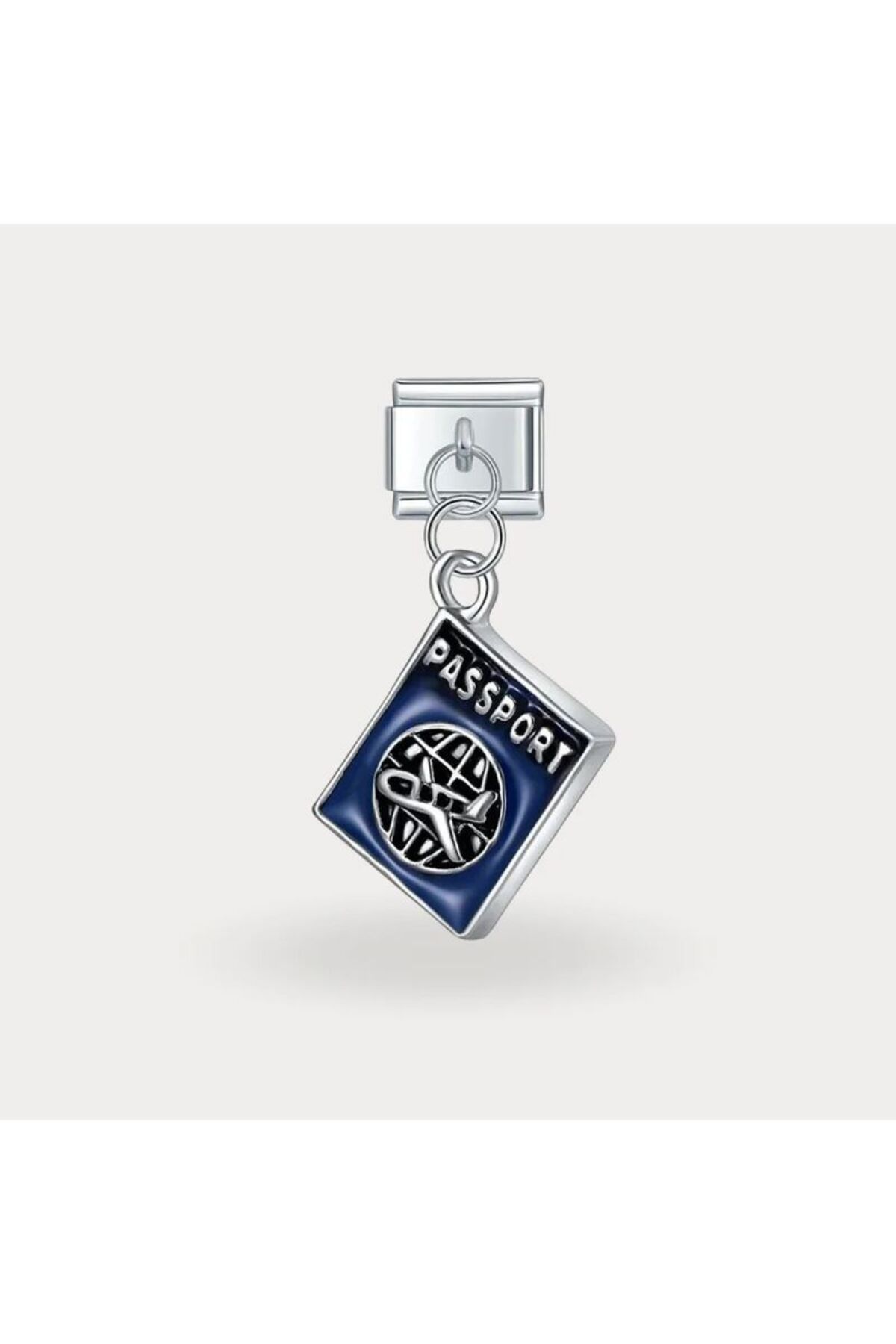 MSBTAKI Lacivert Pasaport İtalyan Charm 316L Çelik