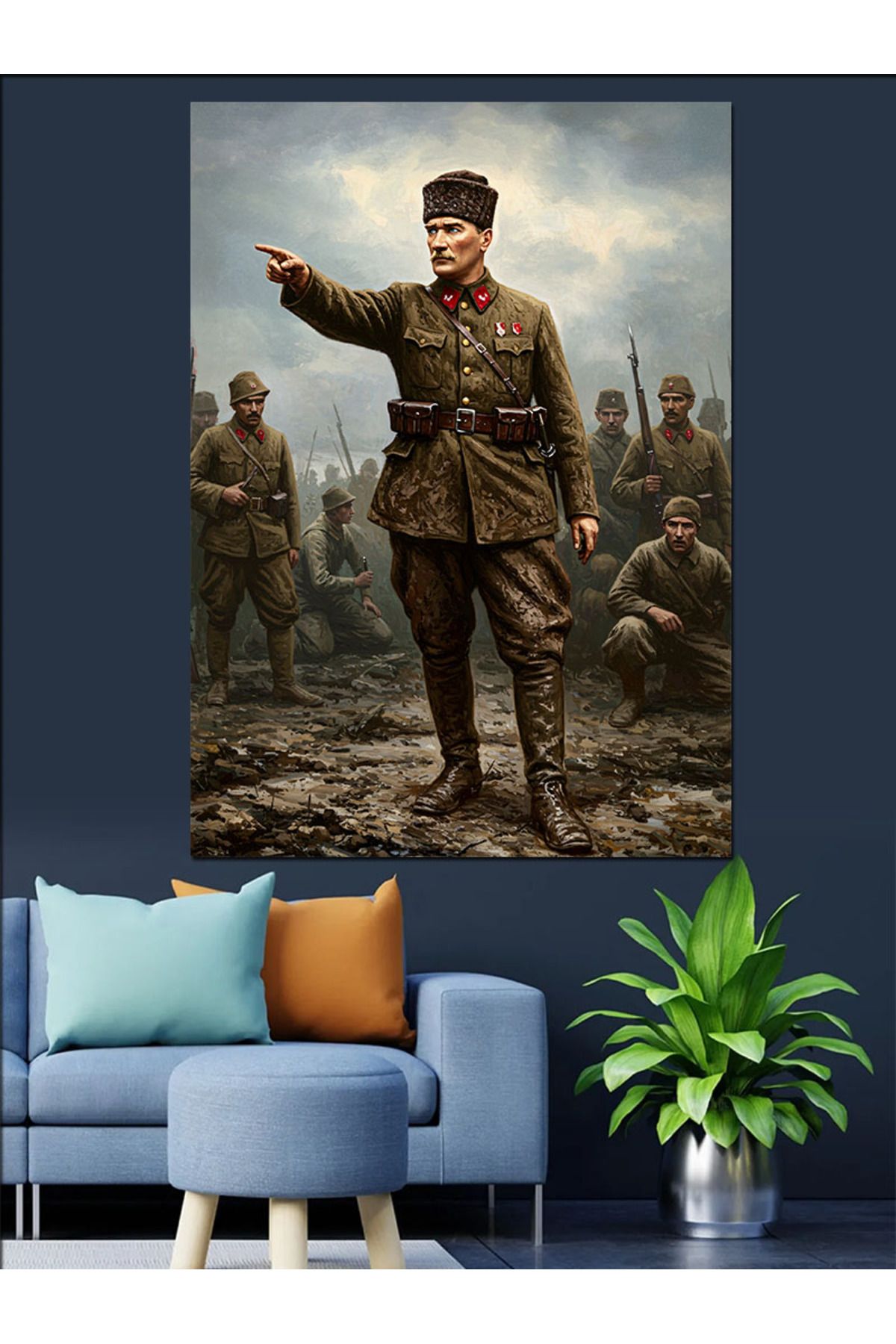 Tablomega Cephede Mustafa Kemal Atatürk Dekoratif Kanvas - Mdf Ahşap Tablo