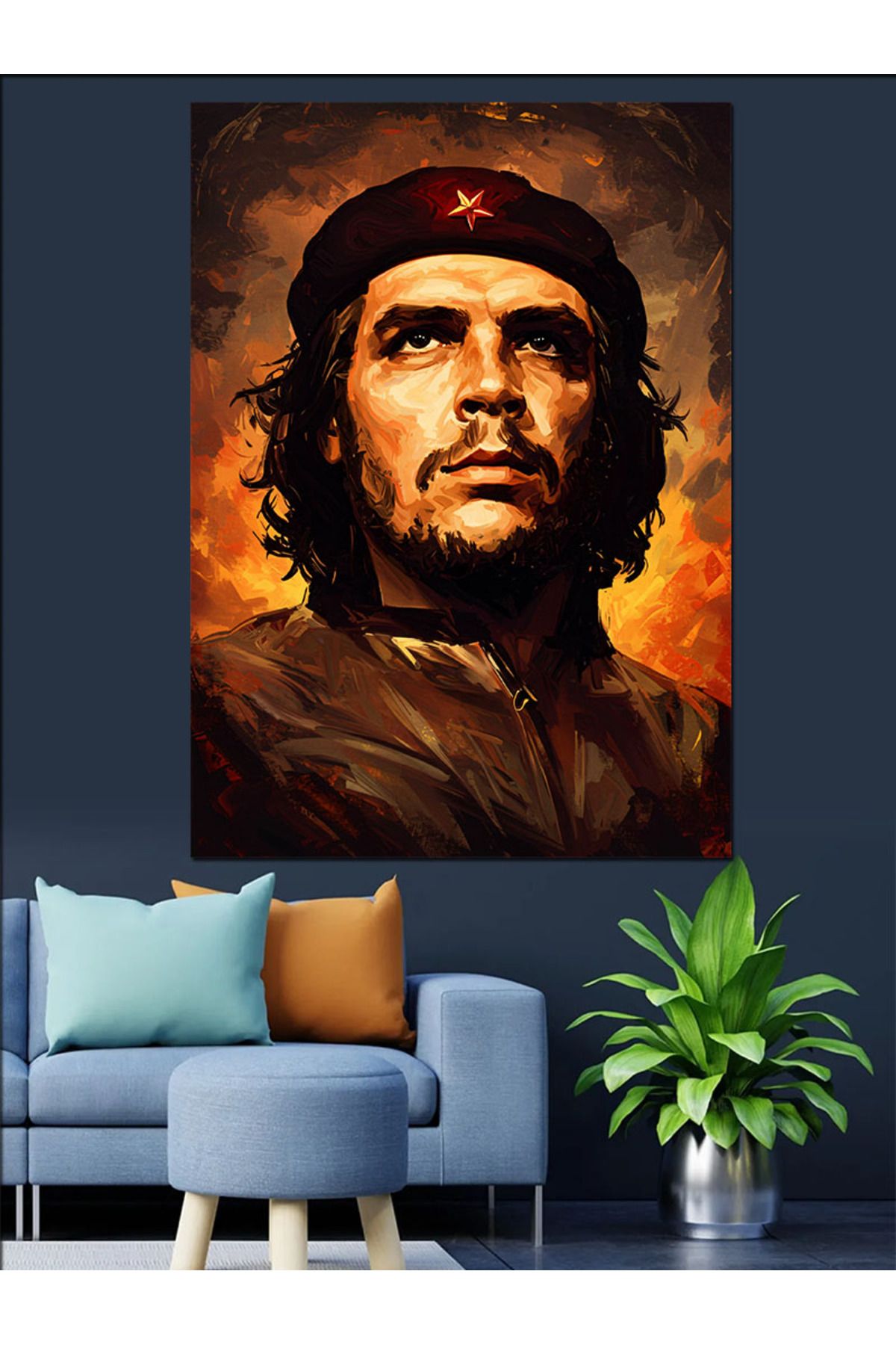 Tablomega Devrimci Yüz Che Guevara Dekoratif Kanvas - Mdf Ahşap Tablo