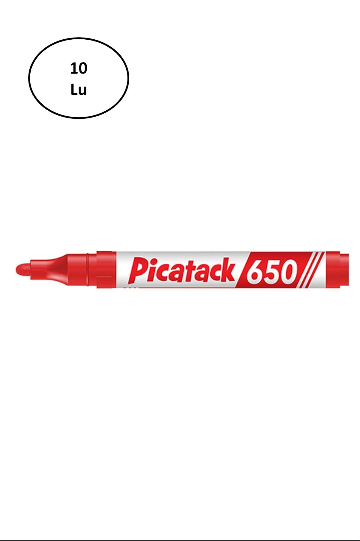 PRATİKOBA Picatack 650 Permanent Marker 1,5-3mm Yuv.Uç Kırmızı 10'lu