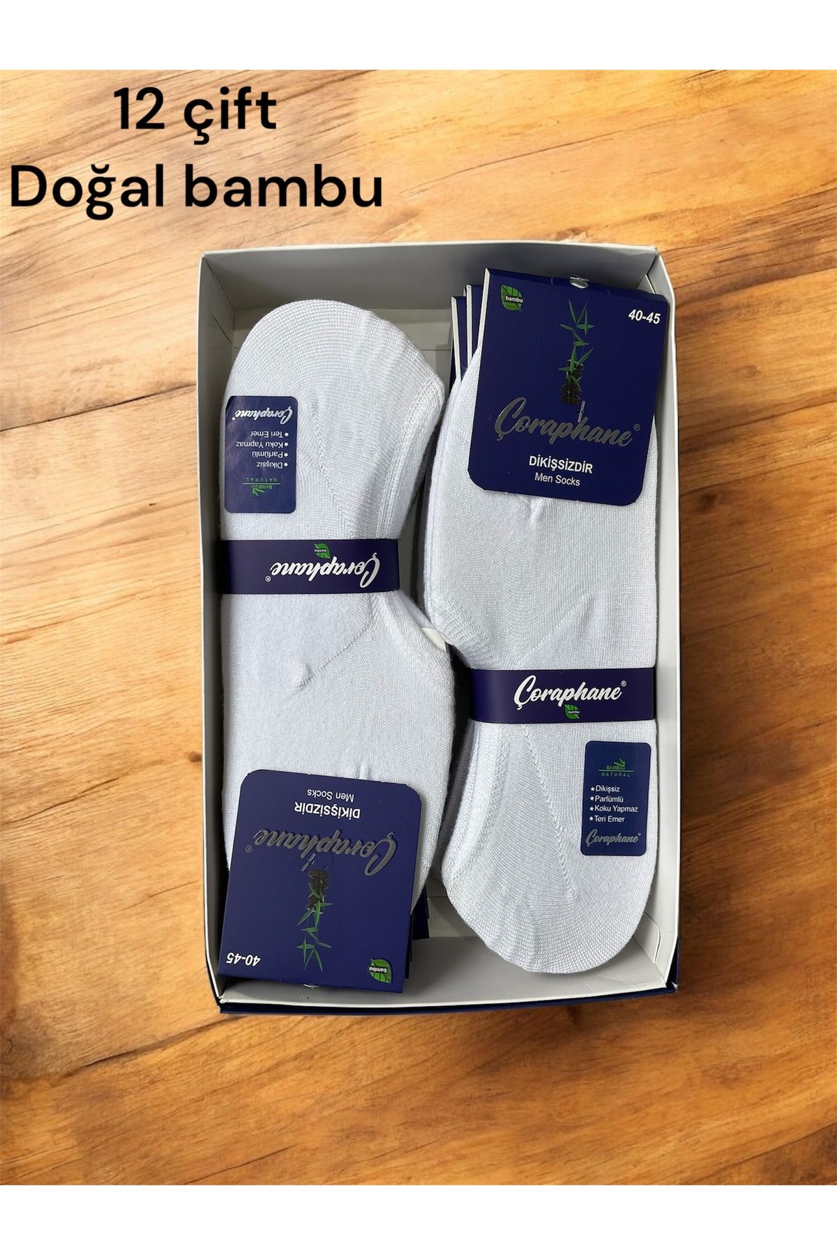 Çoraphane 12 ÇİFT SİLİKONLU DİKİŞSİZ BAMBU BABET ÇORAP