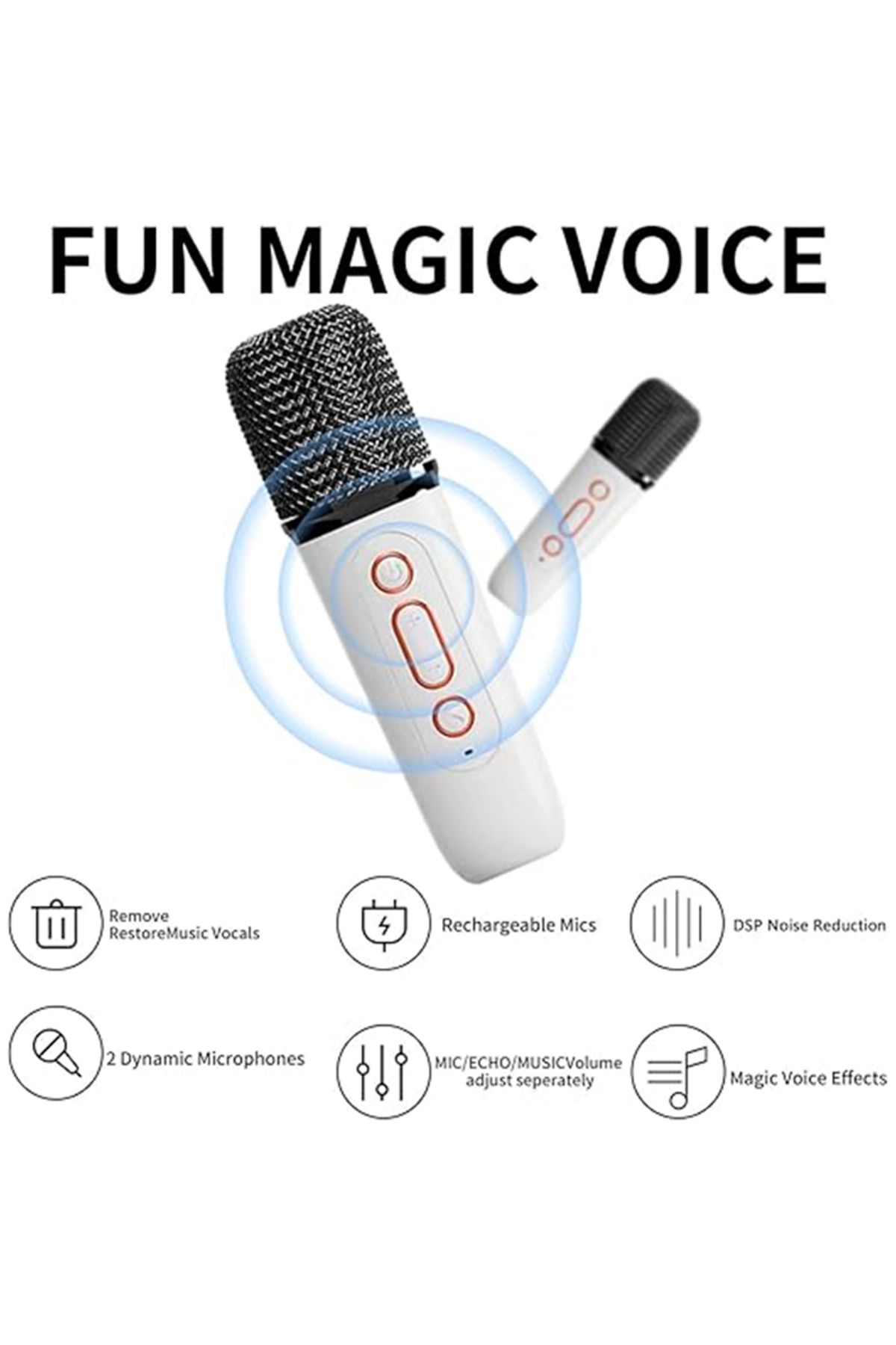 Generic-Mini Karaoke Machine with 2 Wireless Microphone, Portable Bluetooth Karaoke Speaker 6