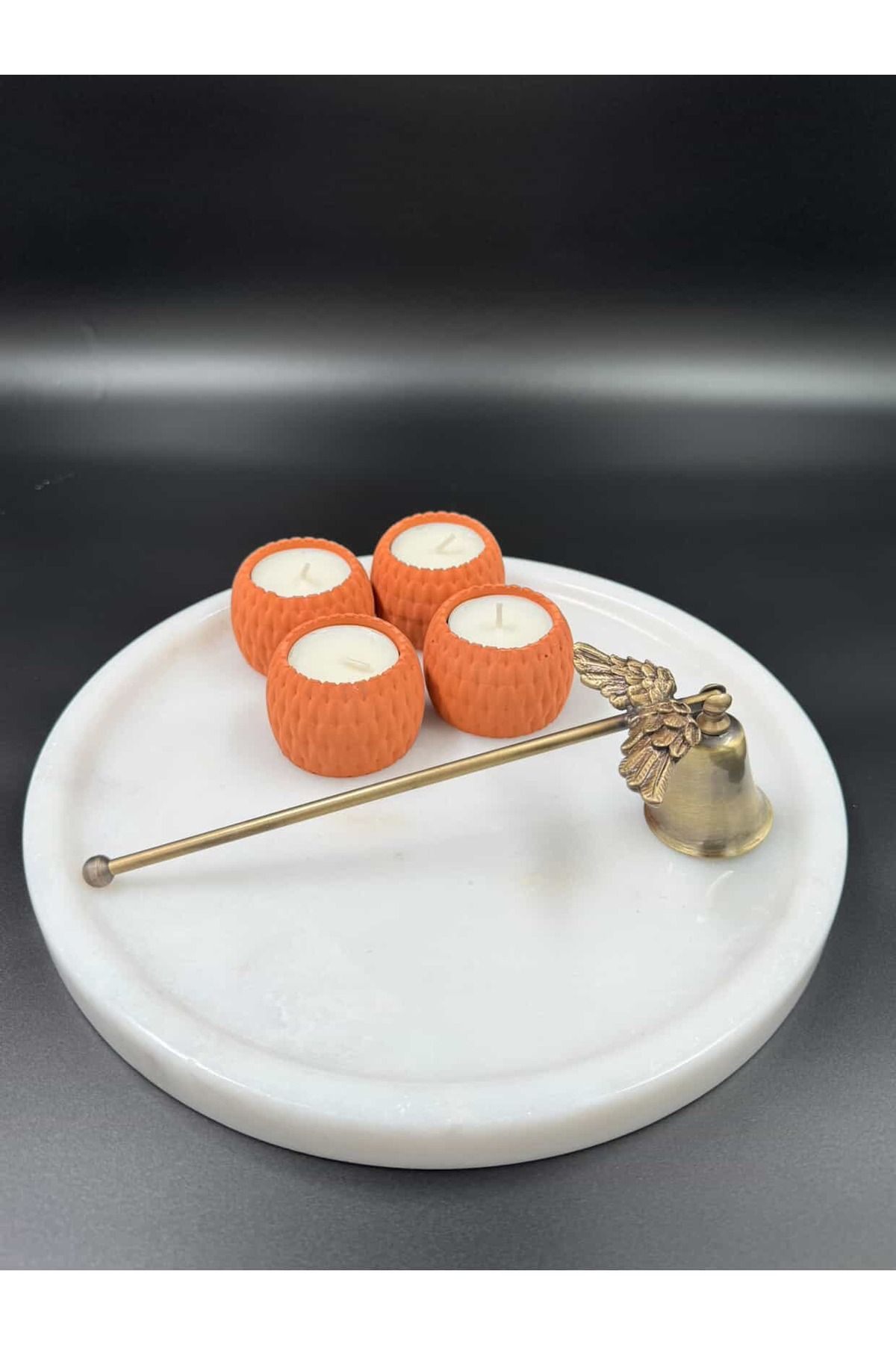 BEBUTO Dokulu 4’lü Beton Tealight Mumluk Seti