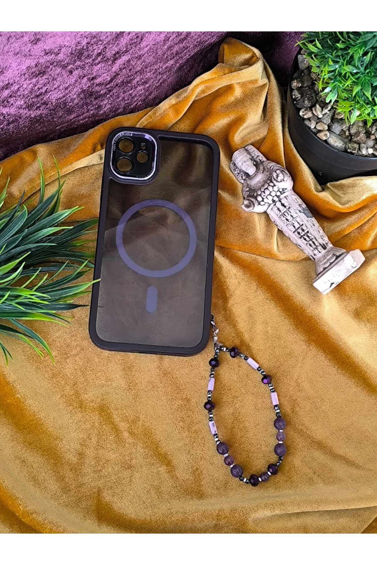 SIRÇA SEPETİ Hematit Elektromanyetik Gümüş Telefon Koruma Aksesuarı Charm Telefon İpi Telefon Askısı