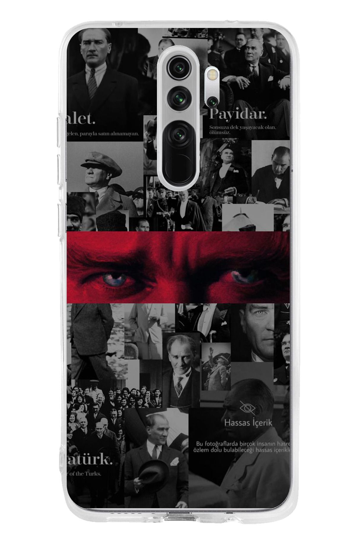TechTree Redmi Note 8 Pro Uyumlu Atatürk Gözler Tasarım Şeffaf Silikon Kılıf