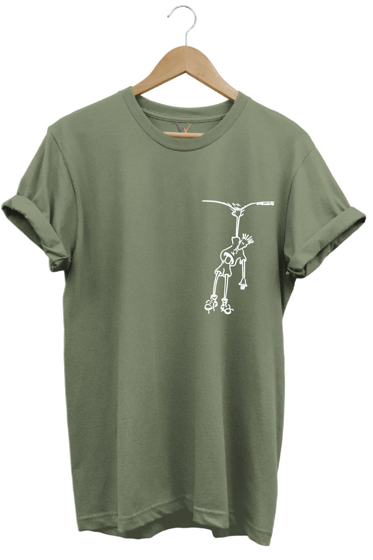 onsrawear Unisex Asılı Figür Tasarımı %100 Pamuk Basic T-shirt