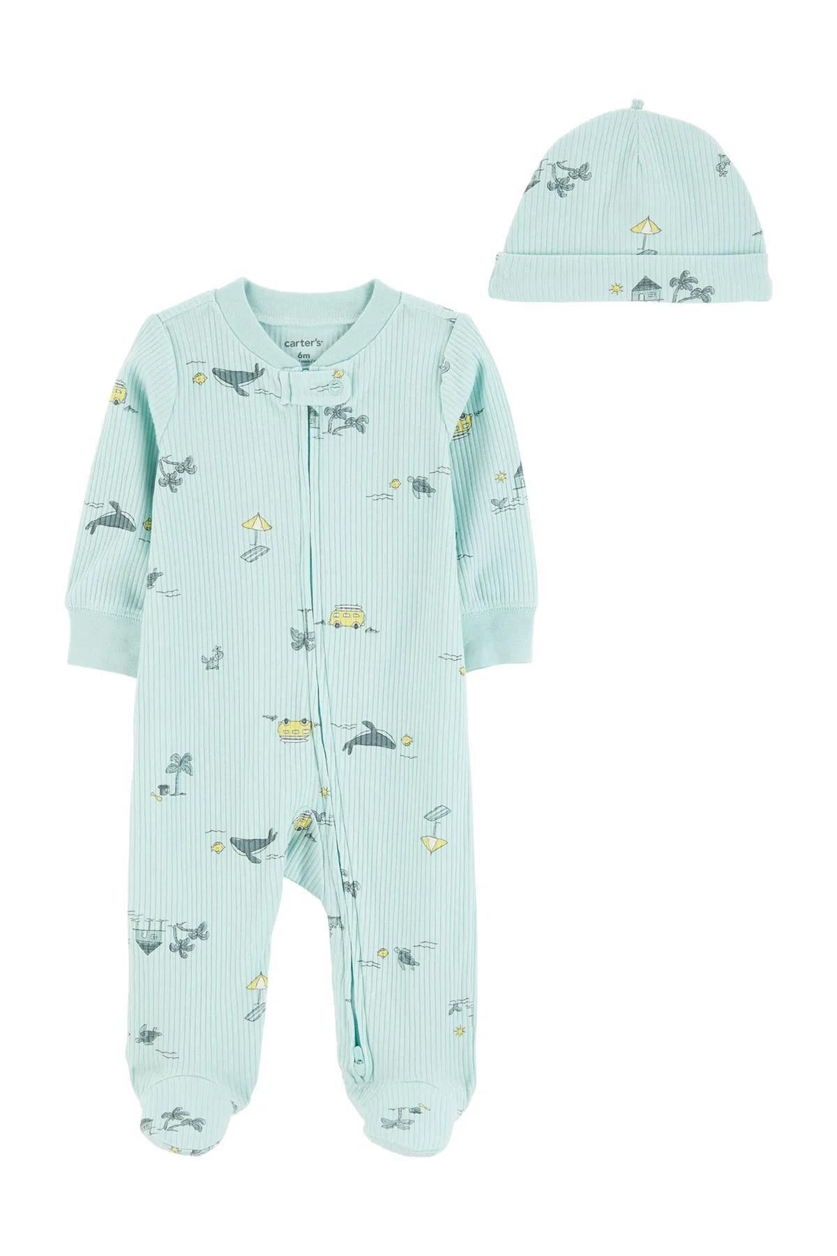 Carter's Layette Erkek Bebek Tulum - Şapka Set