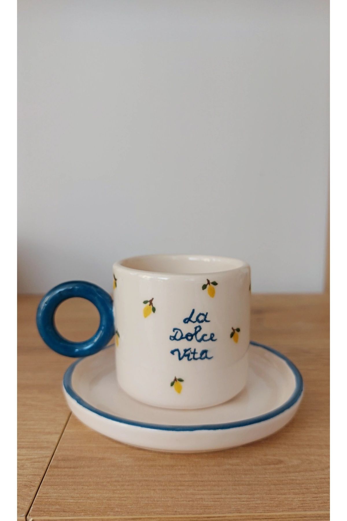 Ohlala Atelier Limon Desenli Seramik Türk Kahvesi Seti El Yapımı Fincanlar Handmade Ceramic Cup