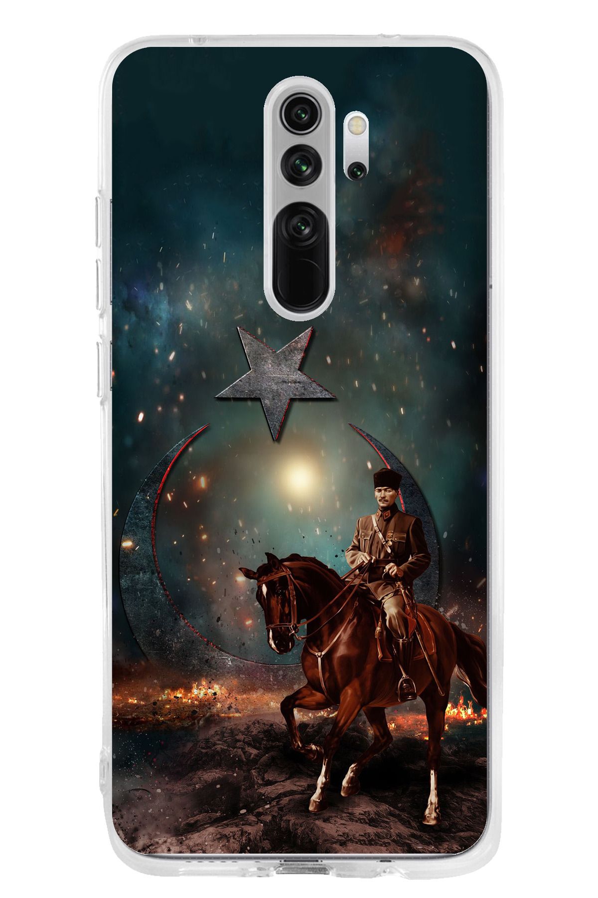 TechTree Redmi Note 8 Pro Uyumlu Atatürk At Üstünde Zafer Şeffaf Silikon Kılıf