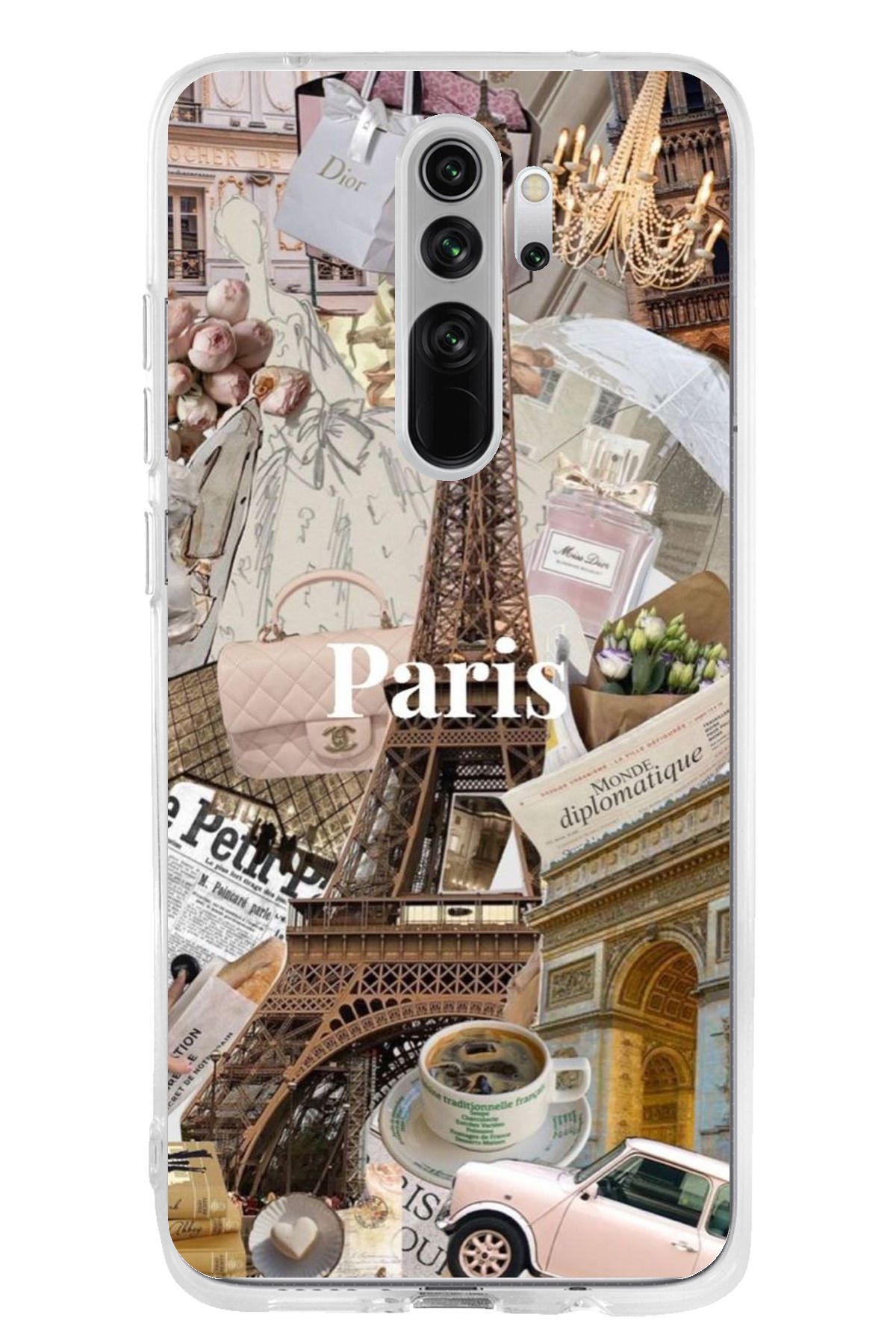 TechTree Redmi Note 8 Pro Uyumlu Paris Kolaj Şeffaf Silikon Kılıf