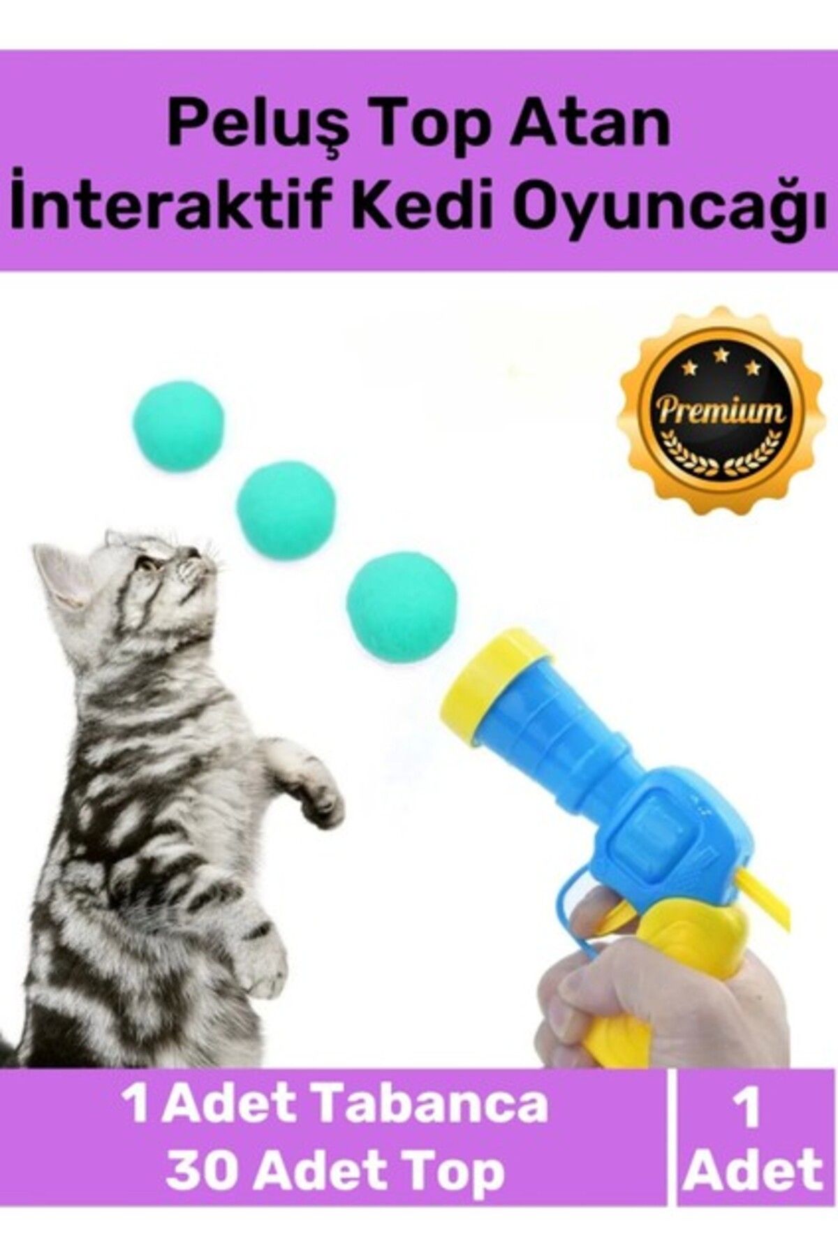 Orqinel Carlburn Premium Seri Evcil Hayvan Tabancalı Hareketli 30 Peluş Toplu Top Atan Interaktif Kedi Oyunc