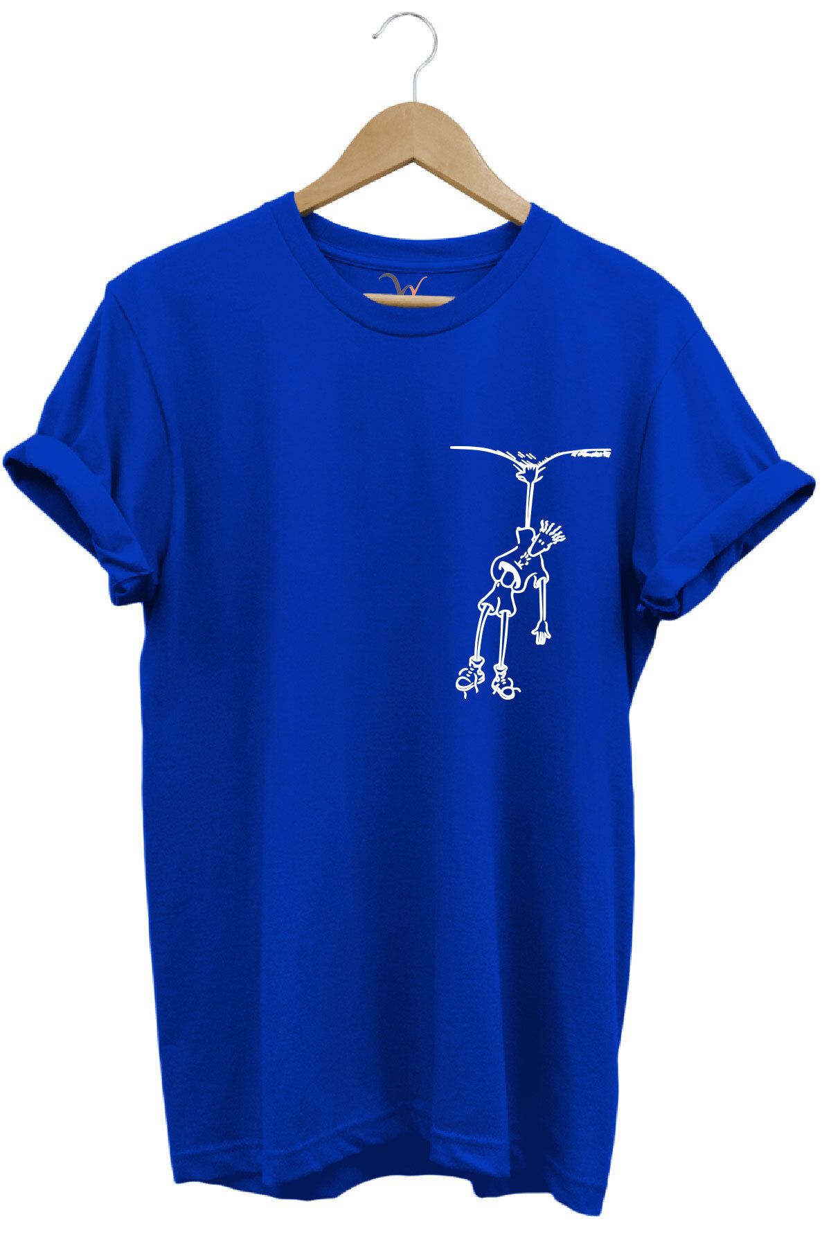 onsrawear Unisex Asılı Figür Tasarımı %100 Pamuk Basic T-shirt