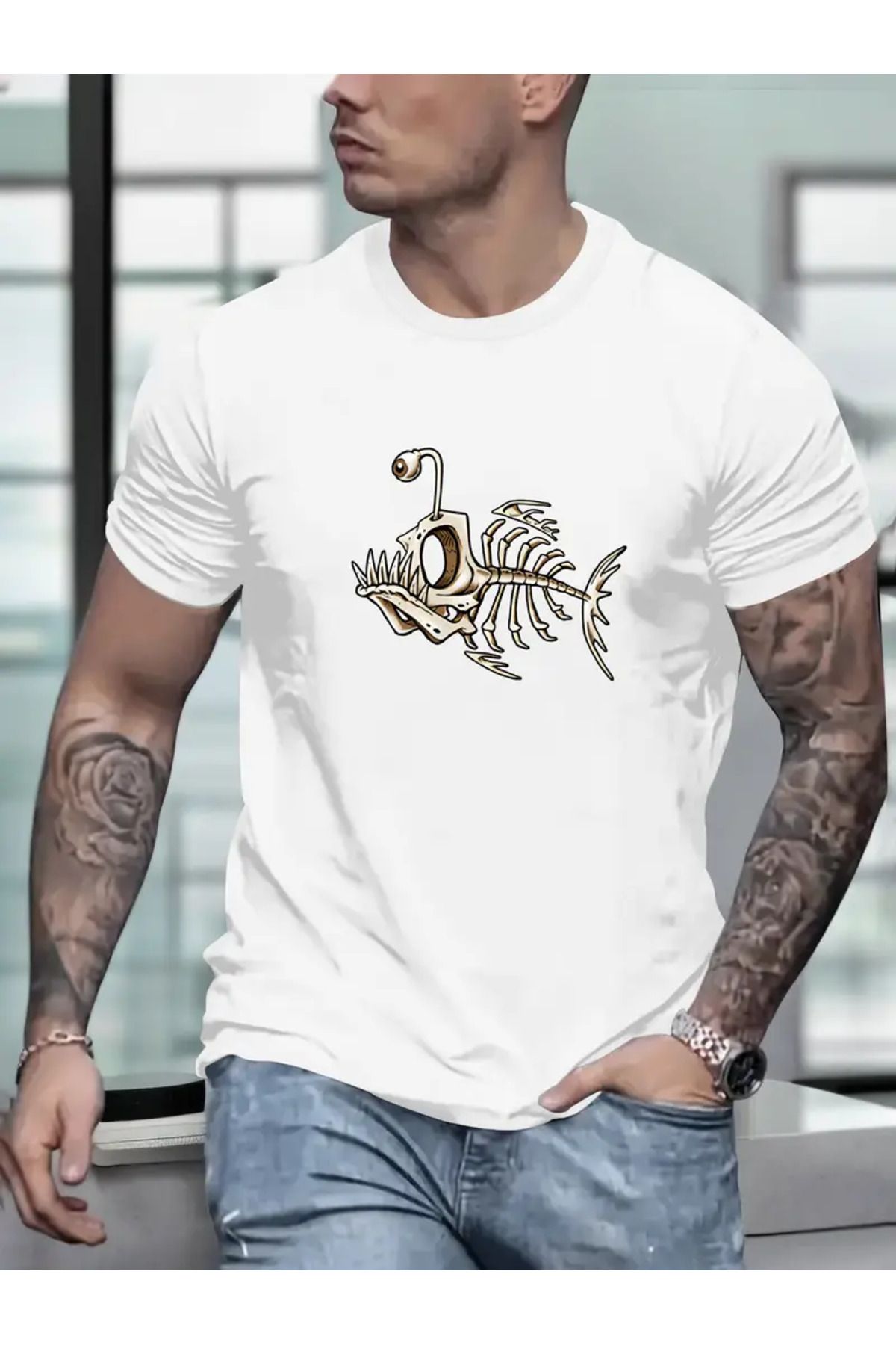 LUNAVISTA Phirana Baskılı Bisiklet Yaka Kısa Kol T-shirt