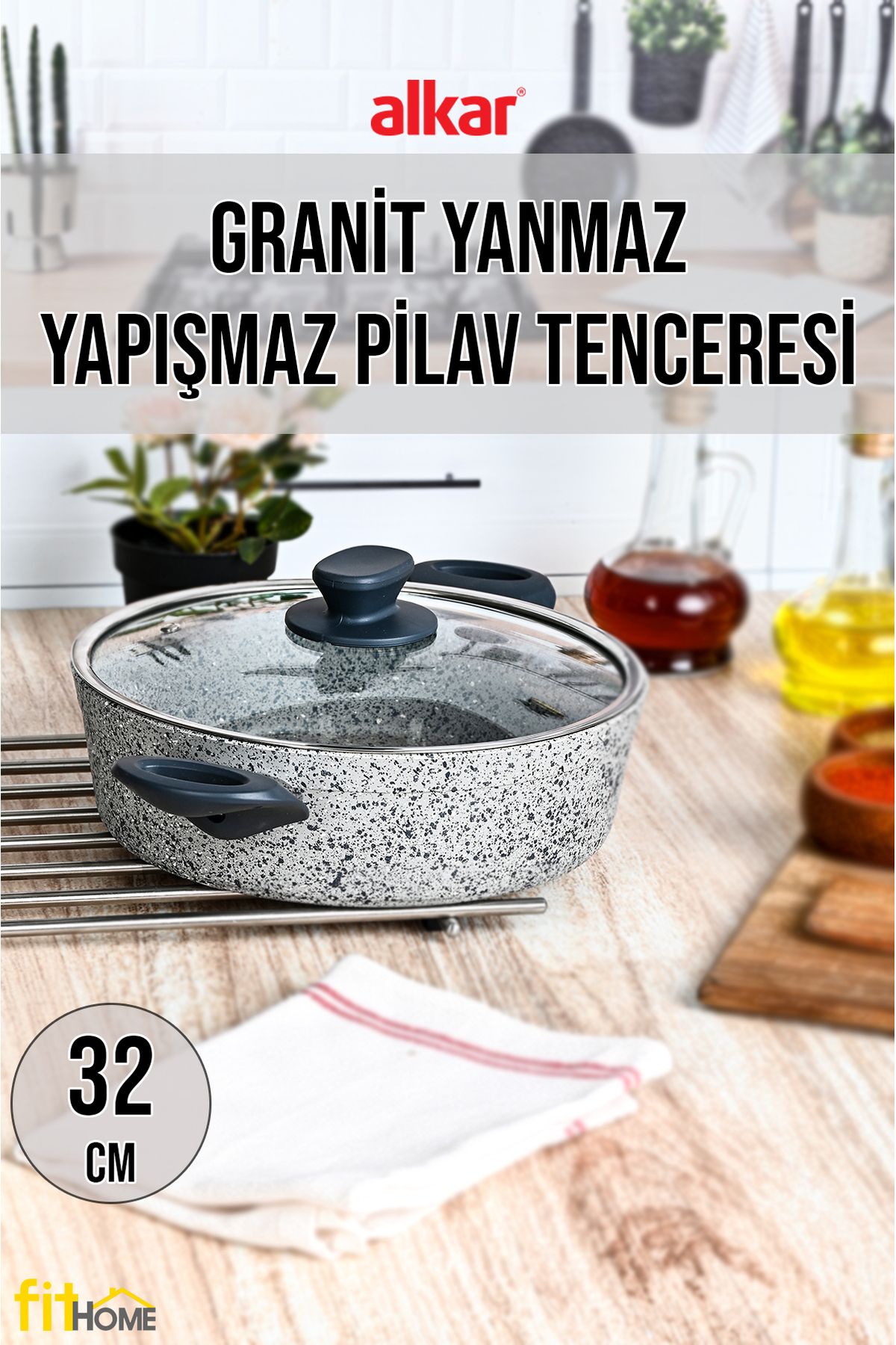 FİTHOME Granit Yanmaz Yapışmaz Yakamoz Model Pilav Tenceresi