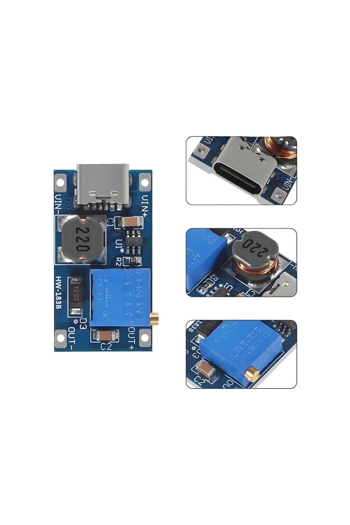 Elektronik Atölye MT3608 2A Yükselteç DC-DC Güç Modülü Type C Girişli