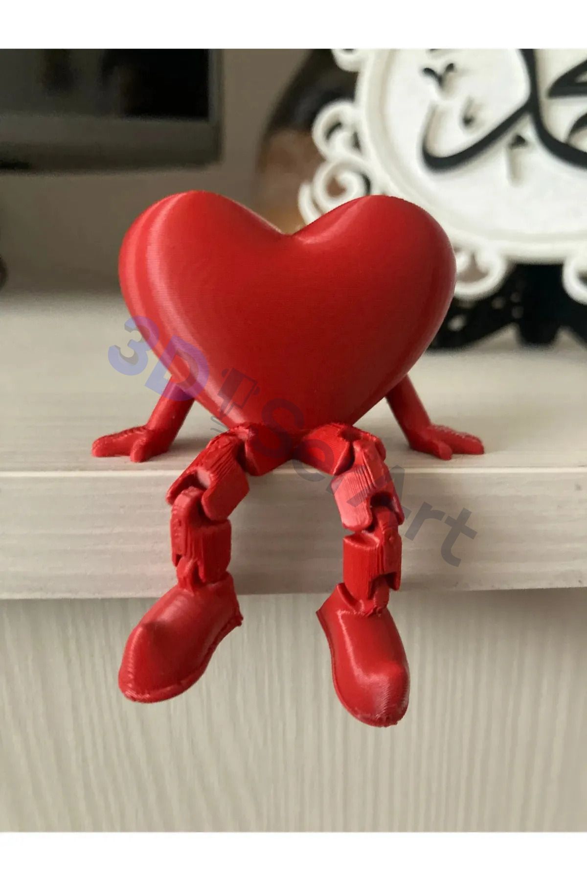 3D SerArt Kalp Şeklinde Dekoratif Küçük Biblo 1 Adet
