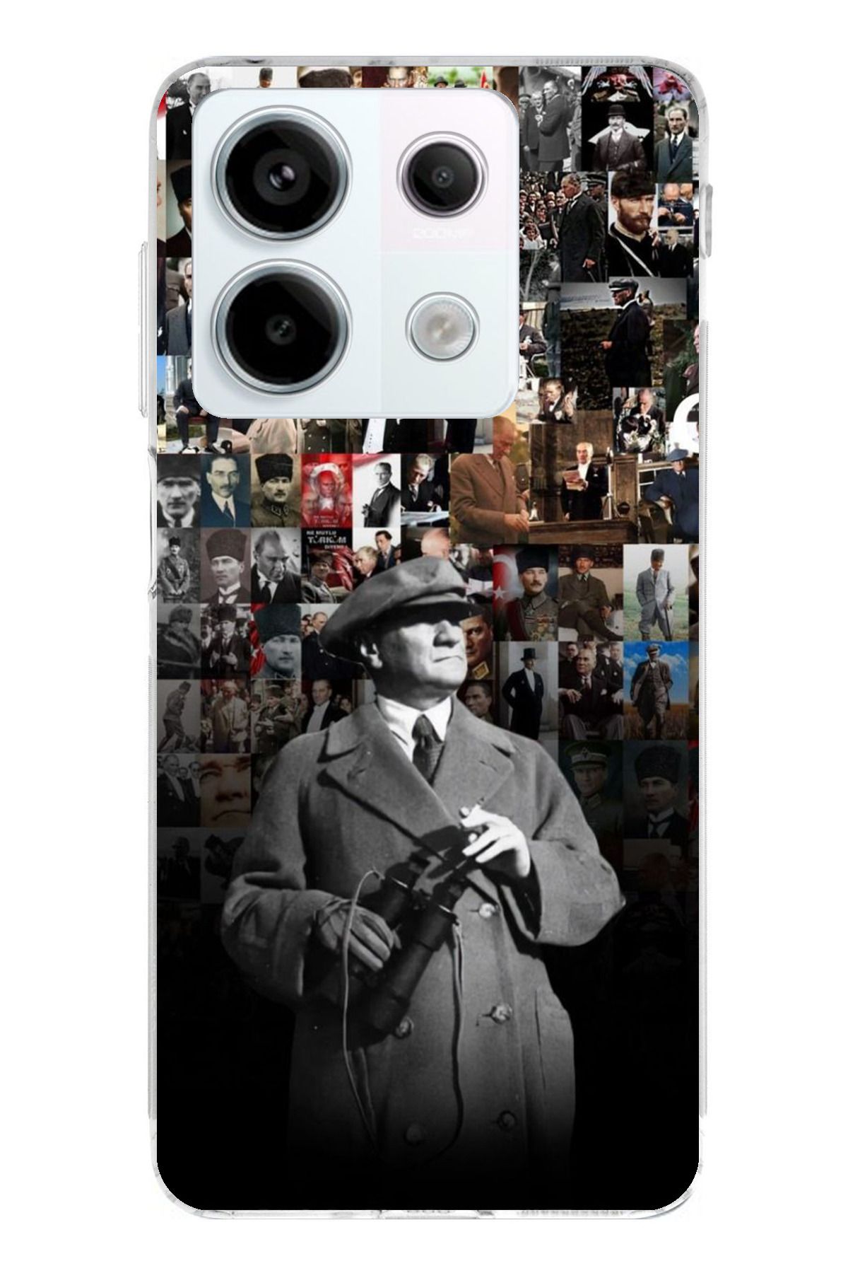 TechTree Redmi Note 13 PRO 5G Uyumlu Atatürk Portre Kolaj Şeffaf Silikon Kılıf