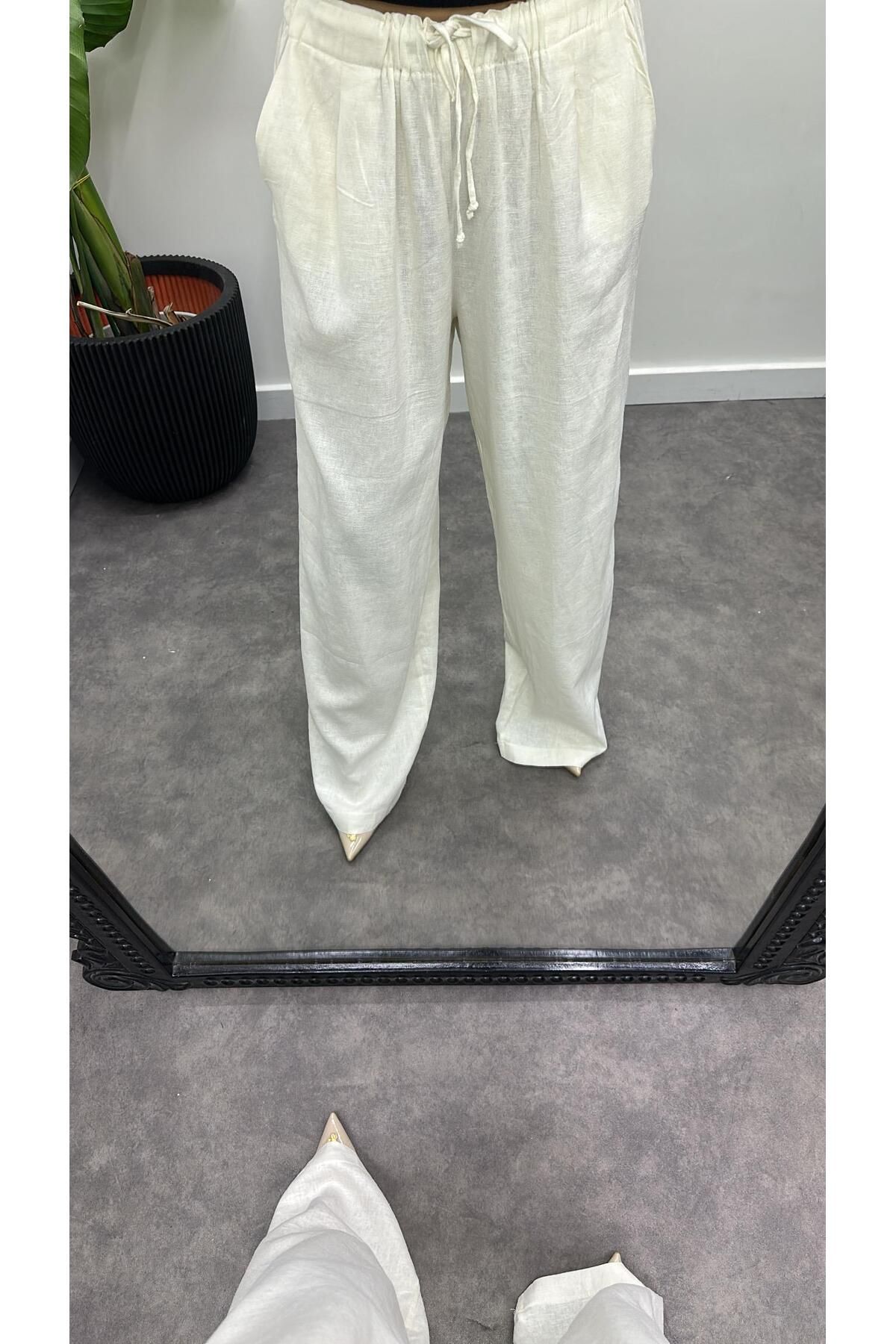 Acar Boutique Keten Bağcıklı Pantolon