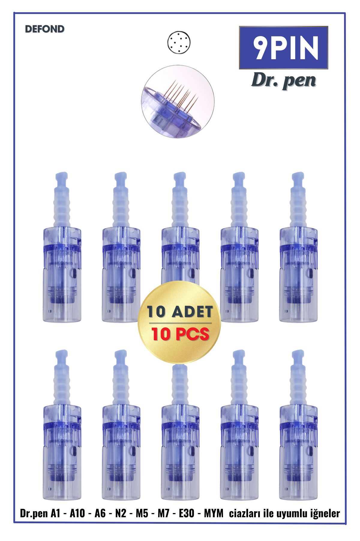 DEFOND Dr Pen A6-a10-a1-n2-m5-m7-e30-mym Uyumlu Iğneleri 10 Adet 9 Pin