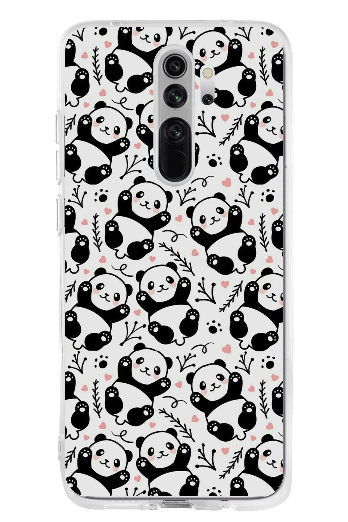 TechTree Redmi Note 8 Pro Uyumlu Minik Pandalar Şeffaf Silikon Kılıf