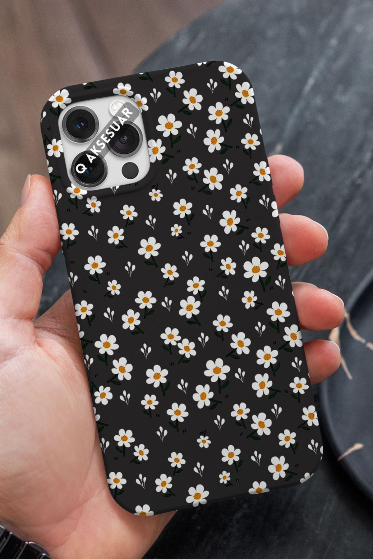 Q Aksesuar Xiaomi Redmi 10 Uyumlu Papatyalar Tasarımlı Premium Telefon Kılıfı