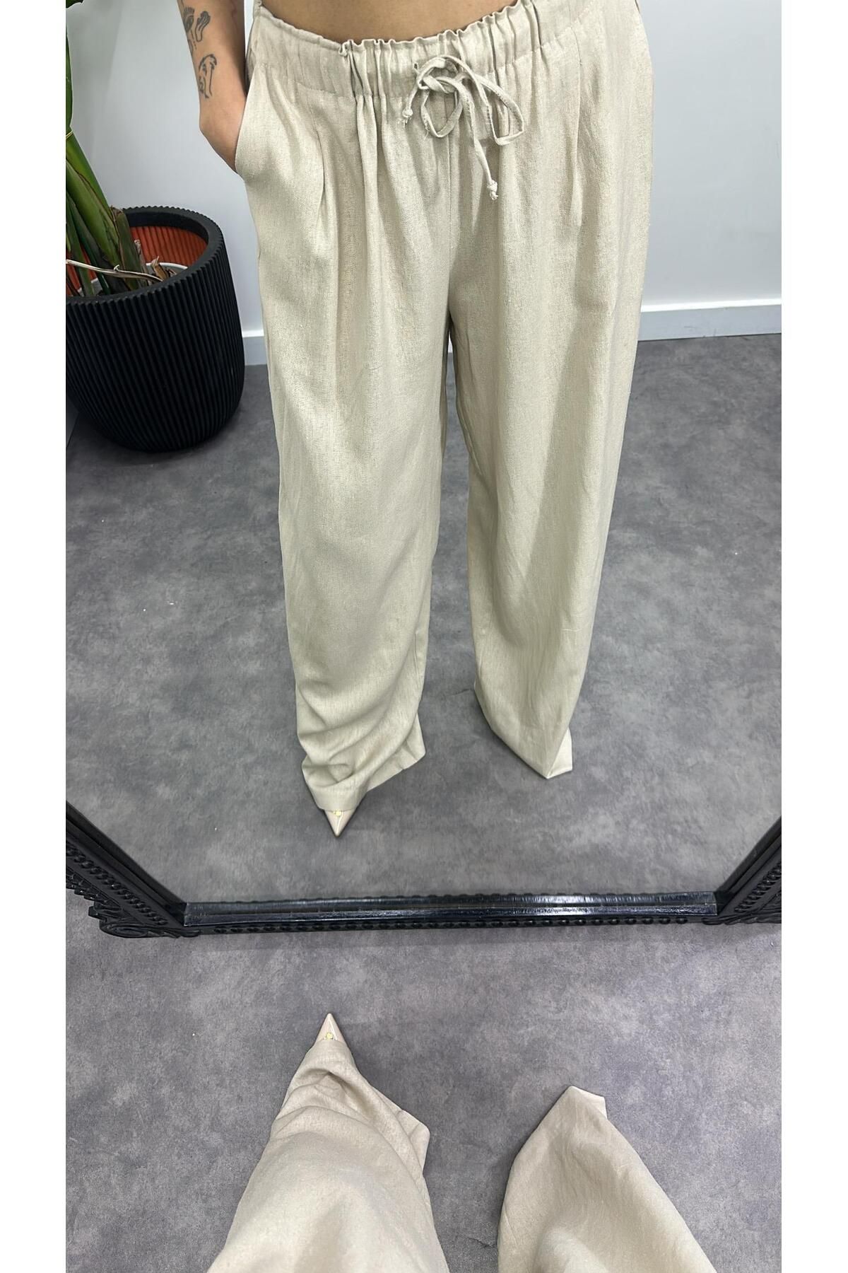 Acar Boutique Keten Bağcıklı Pantolon