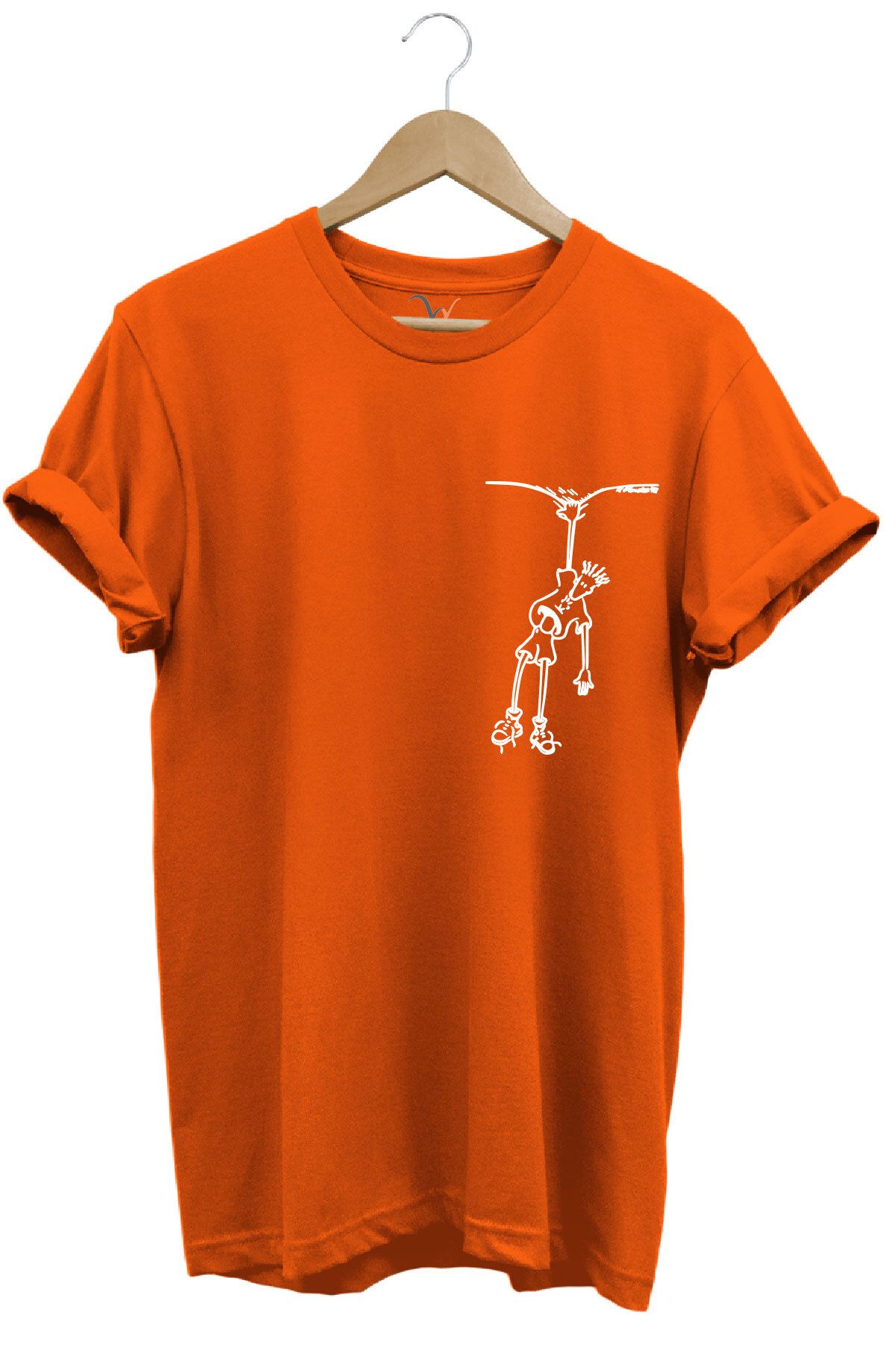 onsrawear Unisex Asılı Figür Tasarımı %100 Pamuk Basic T-shirt