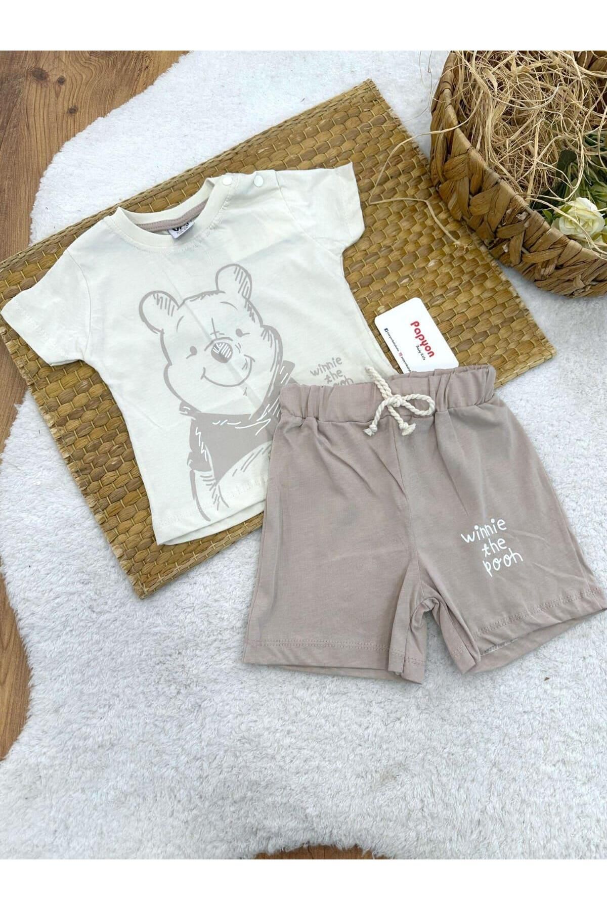 Papyon Baby Kids Winnie The Pooh Baskılı Tişört Şort Erkek Bebek Takım (3-6/6-9/9-12/12-18 Ay)