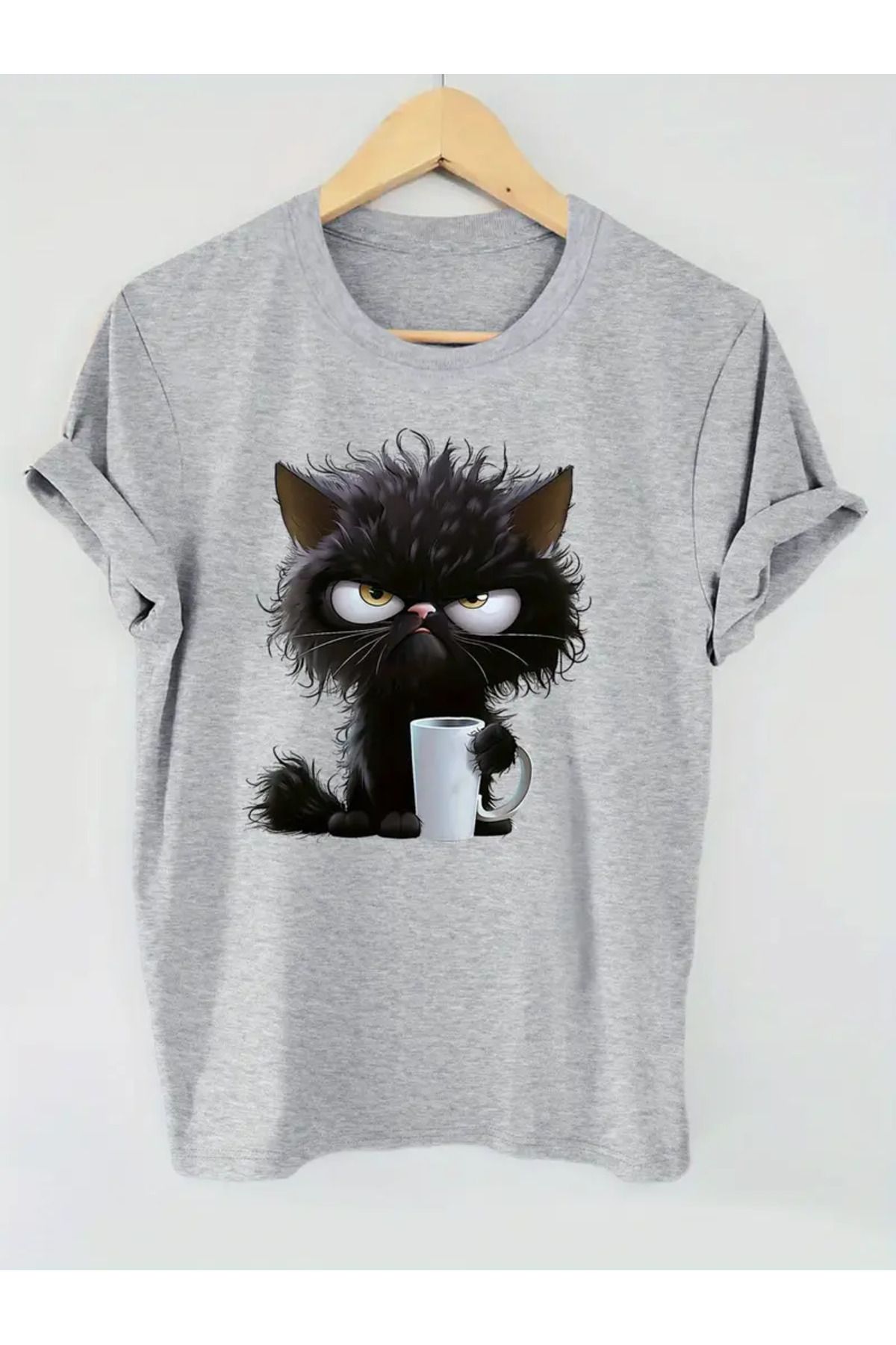 bellanova Oversize Kedi Desenli Unisex Tişört – 8 Farklı Model