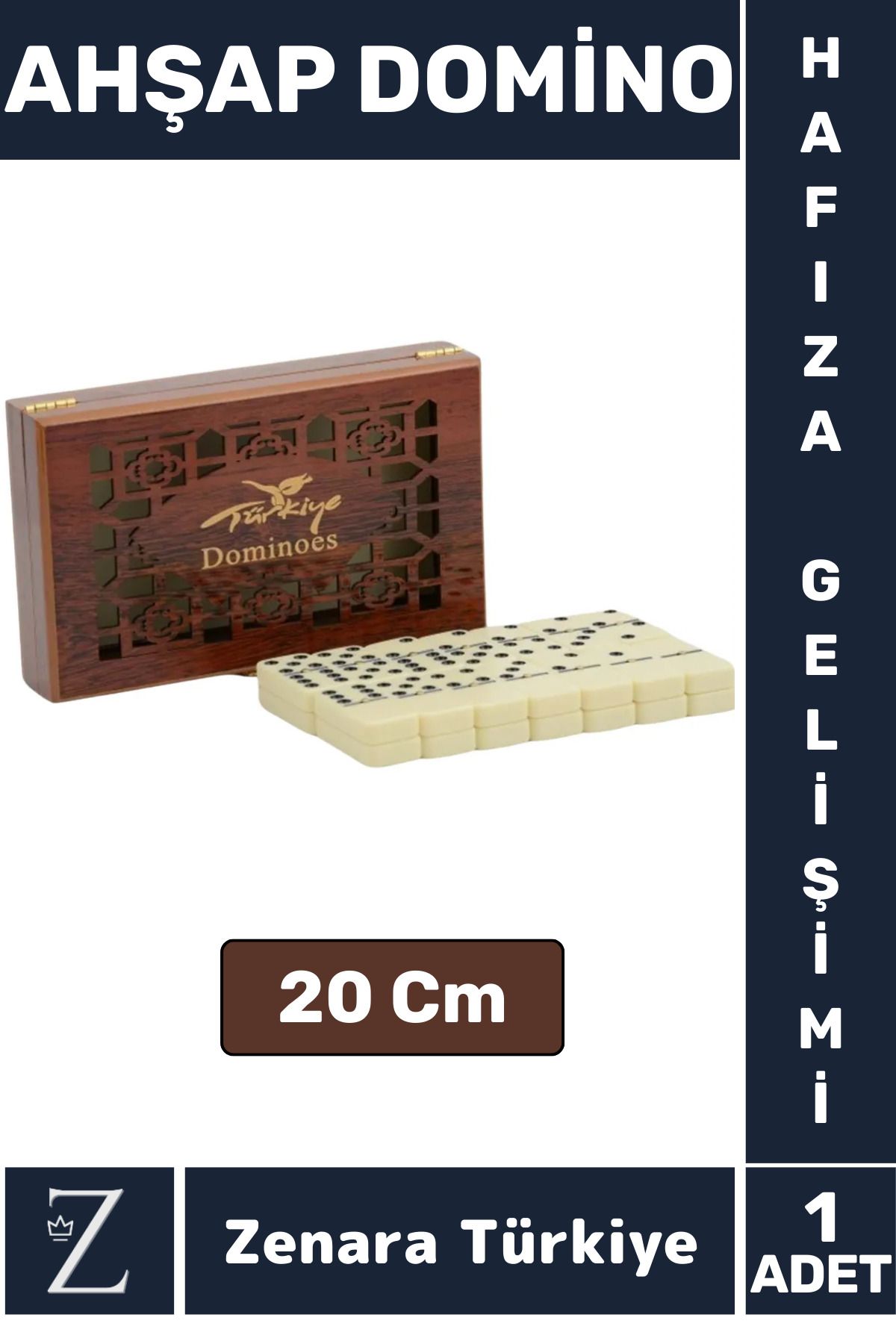 Zenara Premium Eğitici Eğlenceli Hafıza Gelişimi Aile Arkadaş Grup Dayanıklı Ahşap Kutulu DOMİNO OYUNU