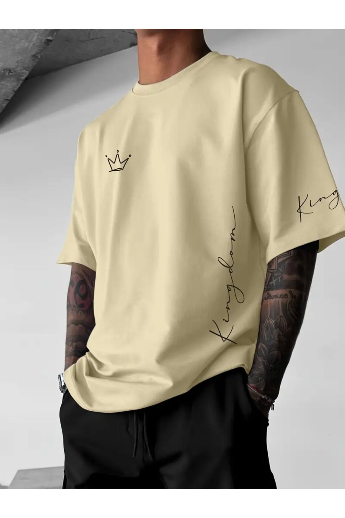 bellanova Erkek Oversize Tişört – Kingdom Taç Desenli