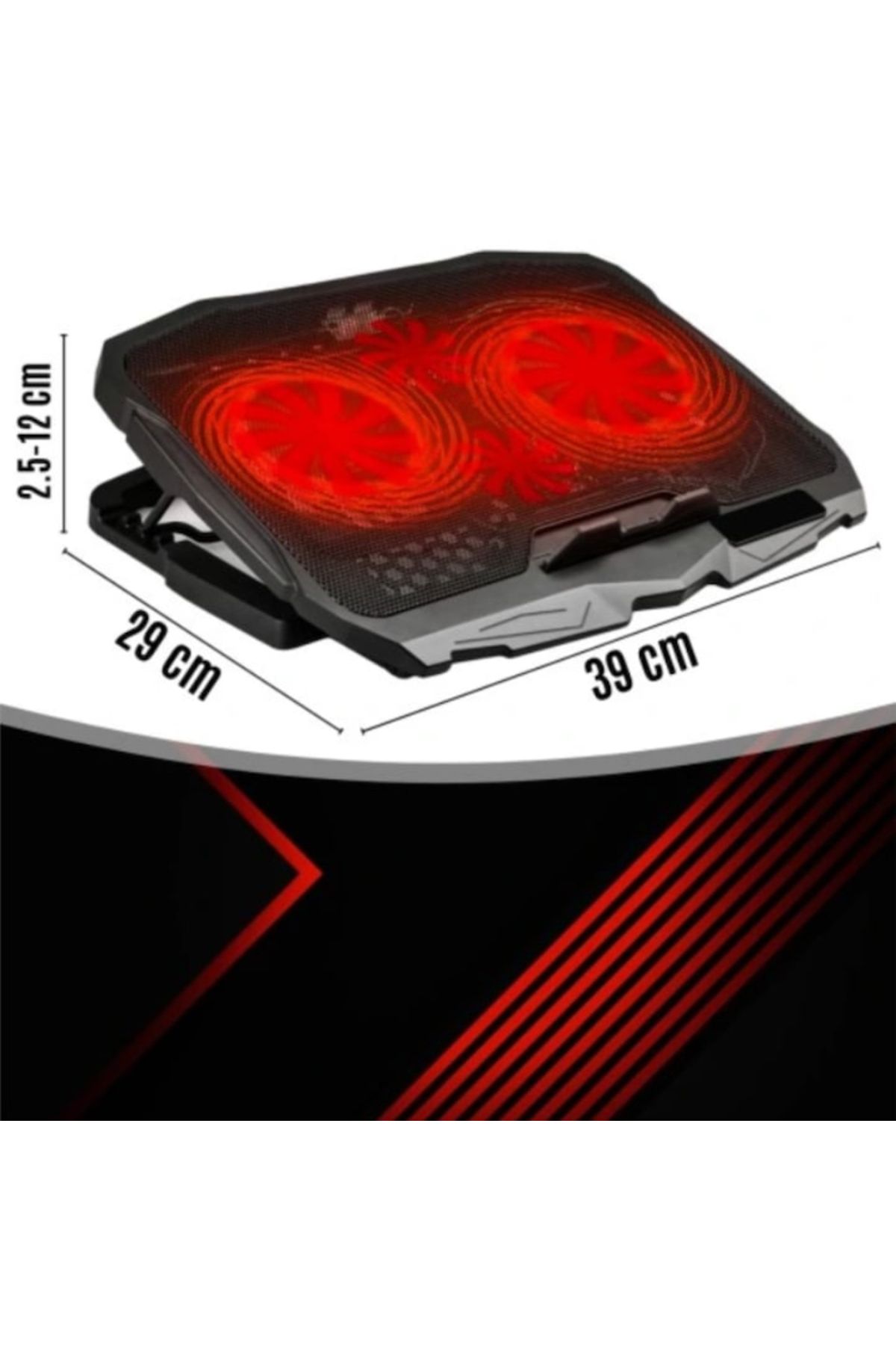 varioshop-VarioShop® laptop cooler, 12 - 17 inch compatibility, LED lighting, 4 height levels, 9