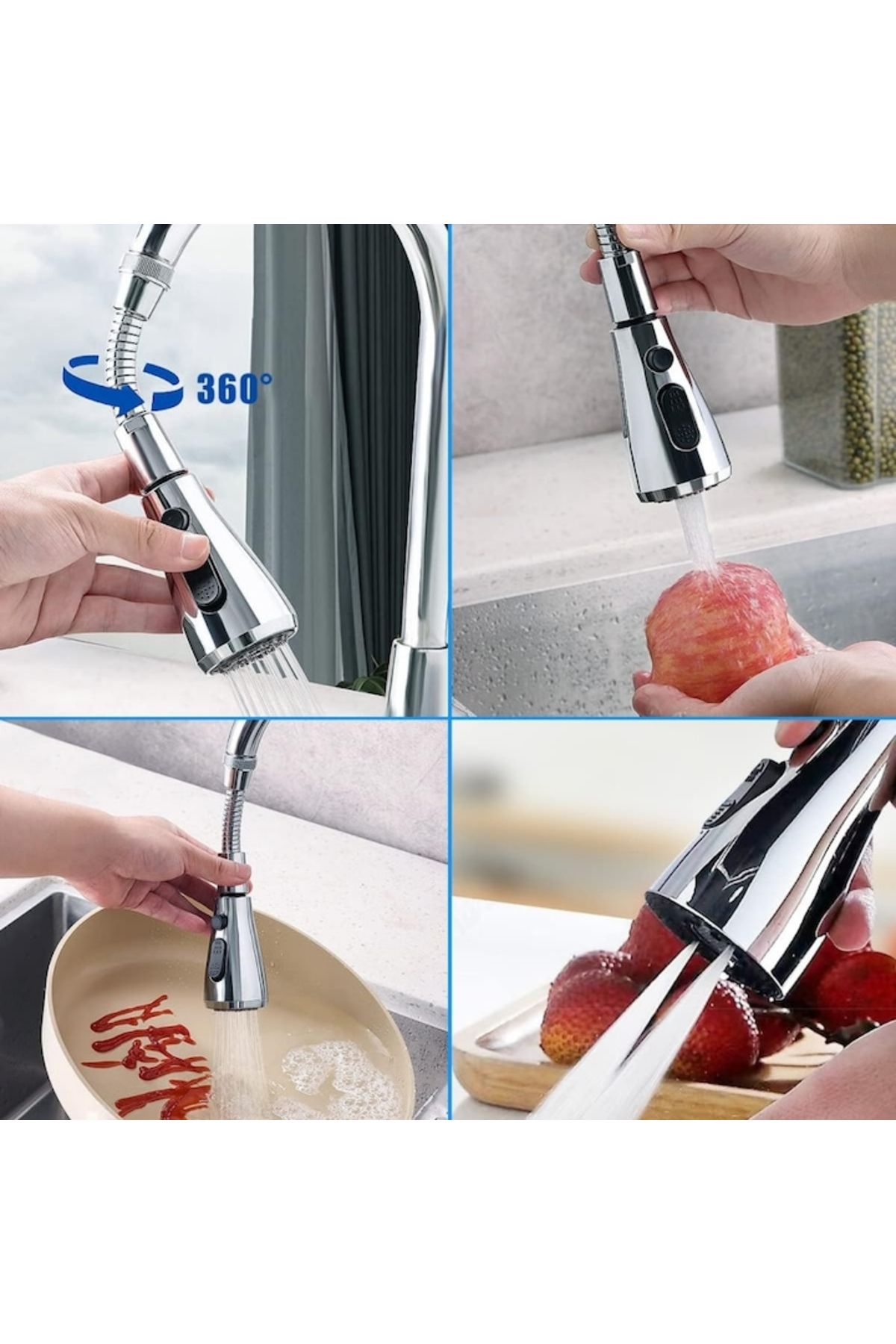 varioshop-VarioShop® Swivel Faucet Aerator, Universal, 3 Spray Modes, G1/2 Thread, 360° Rotation, 9