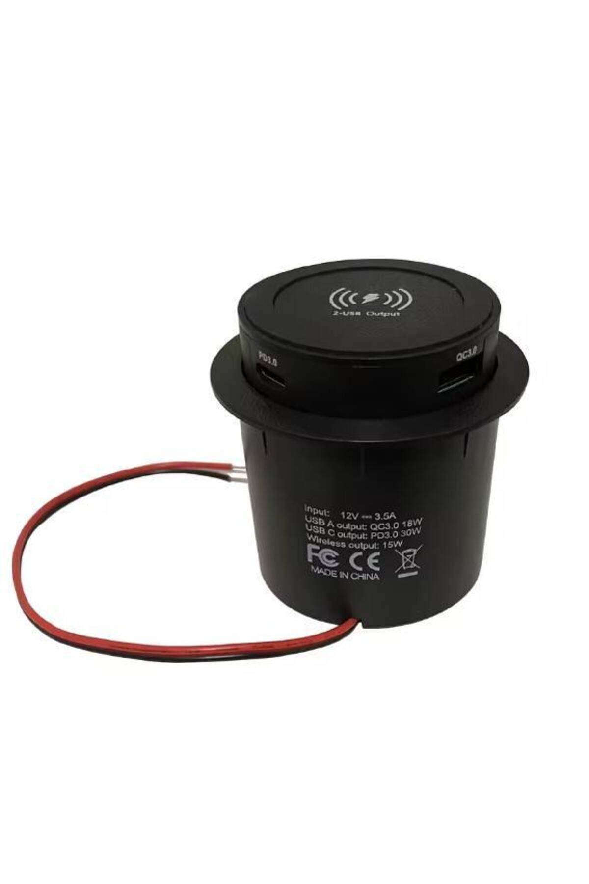 Hasyılmaz W-0101 Kablosuz Type-C USB Portlu Araç Şarj Soketi Adaptörü 12V-24V