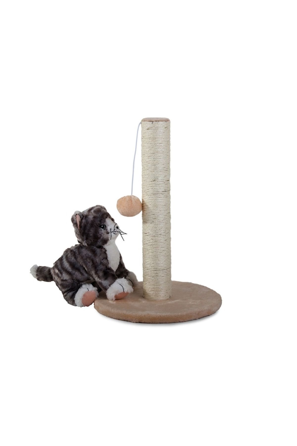 varioshop-VarioShop® cat play and scratching post set, plush ball, soft base, sturdy construction 4