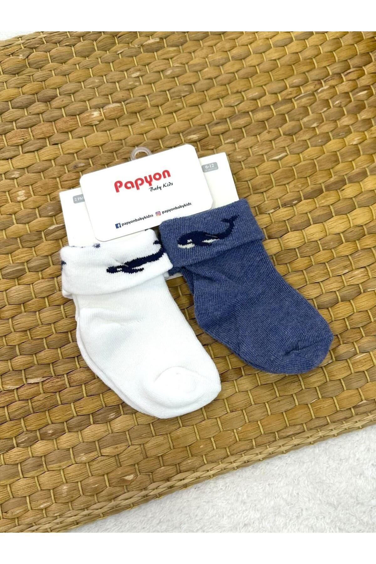 Papyon Baby Kids Erkek Bebek 2li Kıvrık Soket Çorap 6-12 Ay