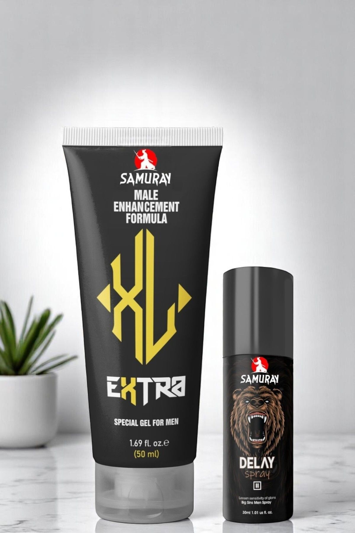 SAMURAY Büyütmeye Yardımcı ve Geciktiricili Etkili 50 ml Krem ile birlikte sprey