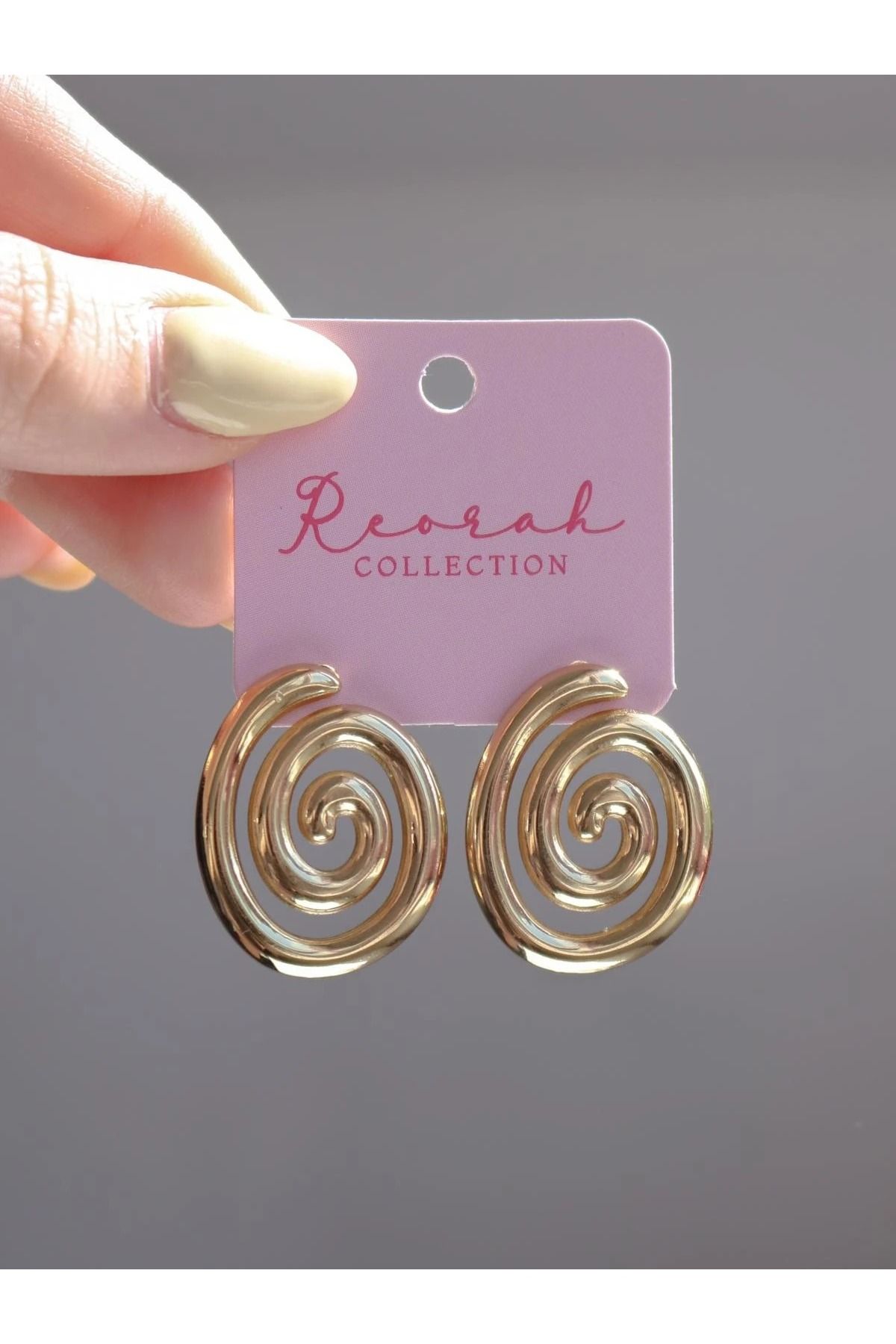 Reorah Collection Snail Döngü Desen Çelik Küpe