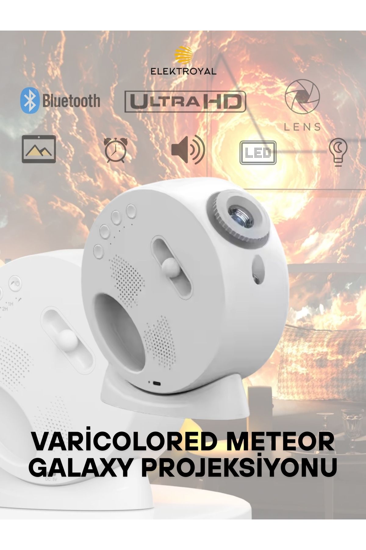 howear 4K HD Planetarium Varicolored Meteor Galaxy Projeksiyon 13 Seçenekli Işık Projeksiyonu