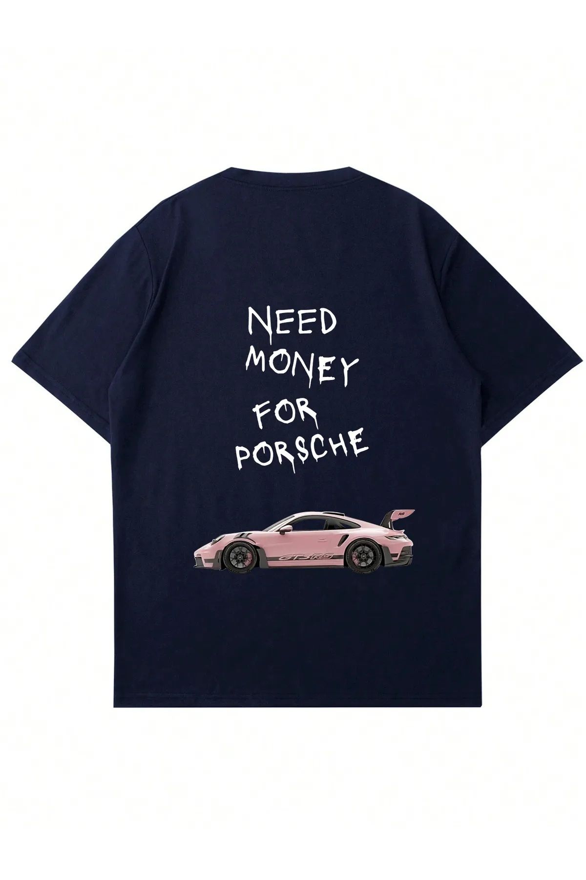Mad&Calf Unisex Need Money Baskılı Bisiklet Yaka Oversize Tshirt