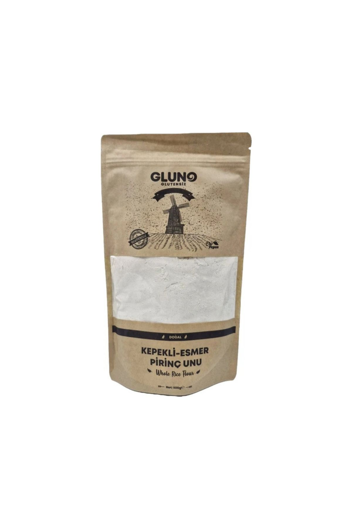 Gluno Glutensiz Glutensiz Kepekli Esmer Pirinç Unu 500 Gr