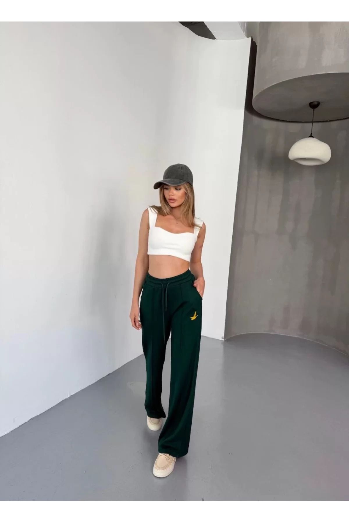 BBbutik Osy Modal Yumuşak Dokulu Kumaş Nakış işlemeli Rahat Bol Paça Eşofman Pantalon