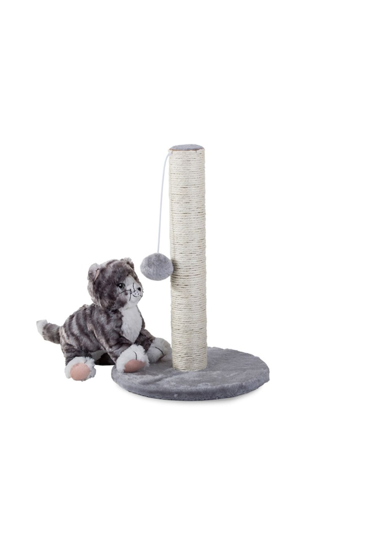 varioshop-VarioShop® cat play and scratching post set, plush ball, soft base, sturdy construction 3