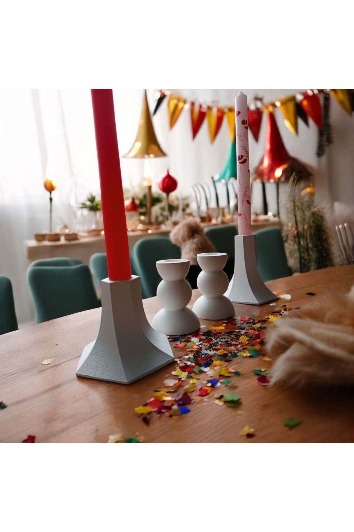 YILDIZ DECOR 4 Adet Dekoratif Şamdan Mumluk Beyaz Mumluk, Tealight Pinterest Model Aksesuar