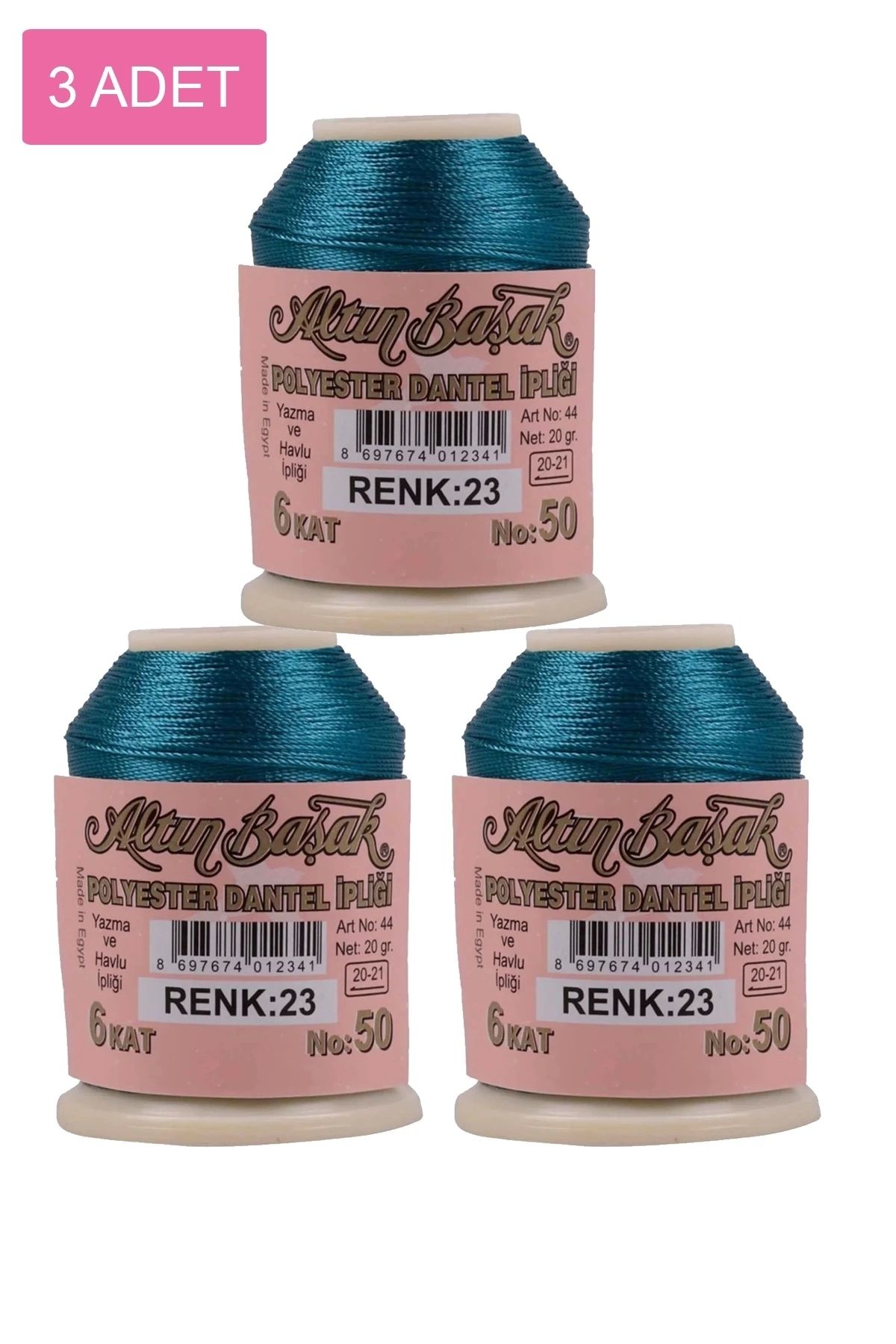 PRATİKOBA 3 Adet Altınbaşak Oya ve Dantel İpi 20 gr - Royaleks - No: 023