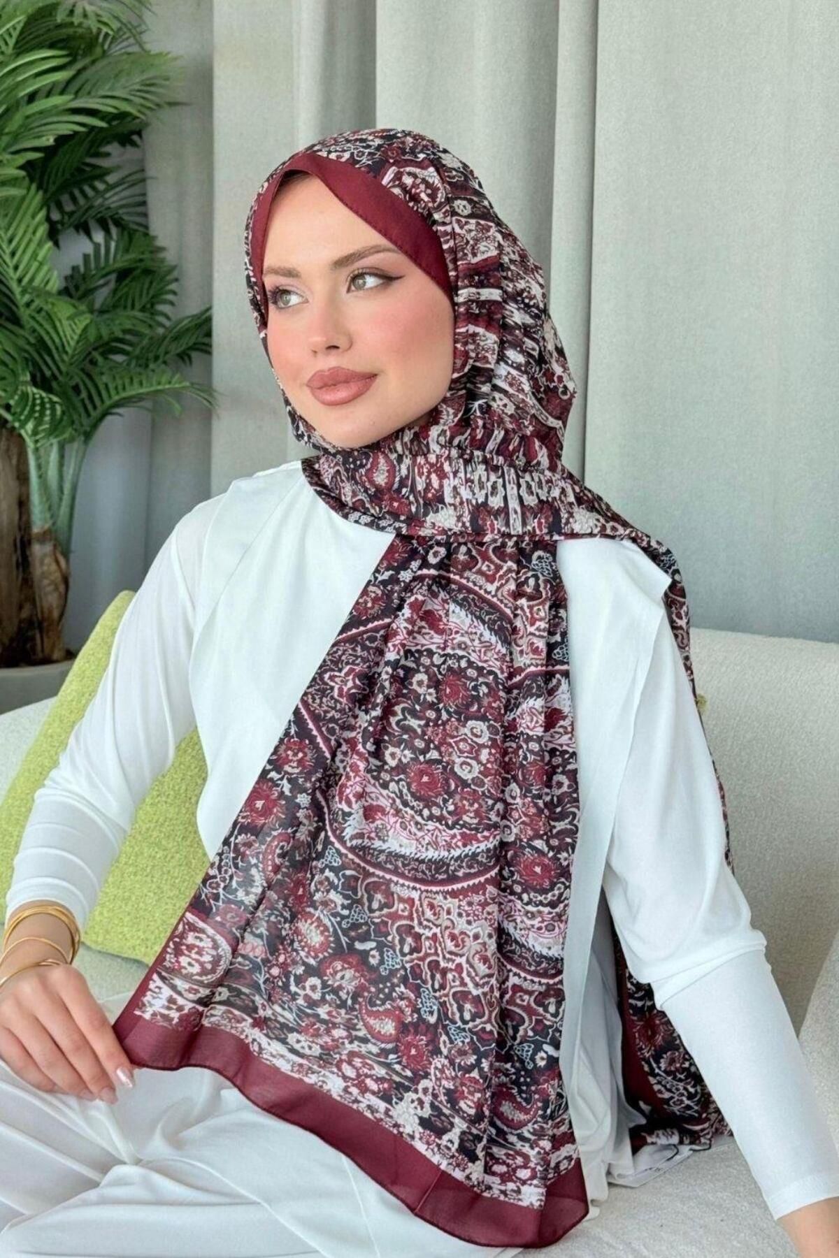 Şulemoda Giyim Kayli Dijital Şal Bordo