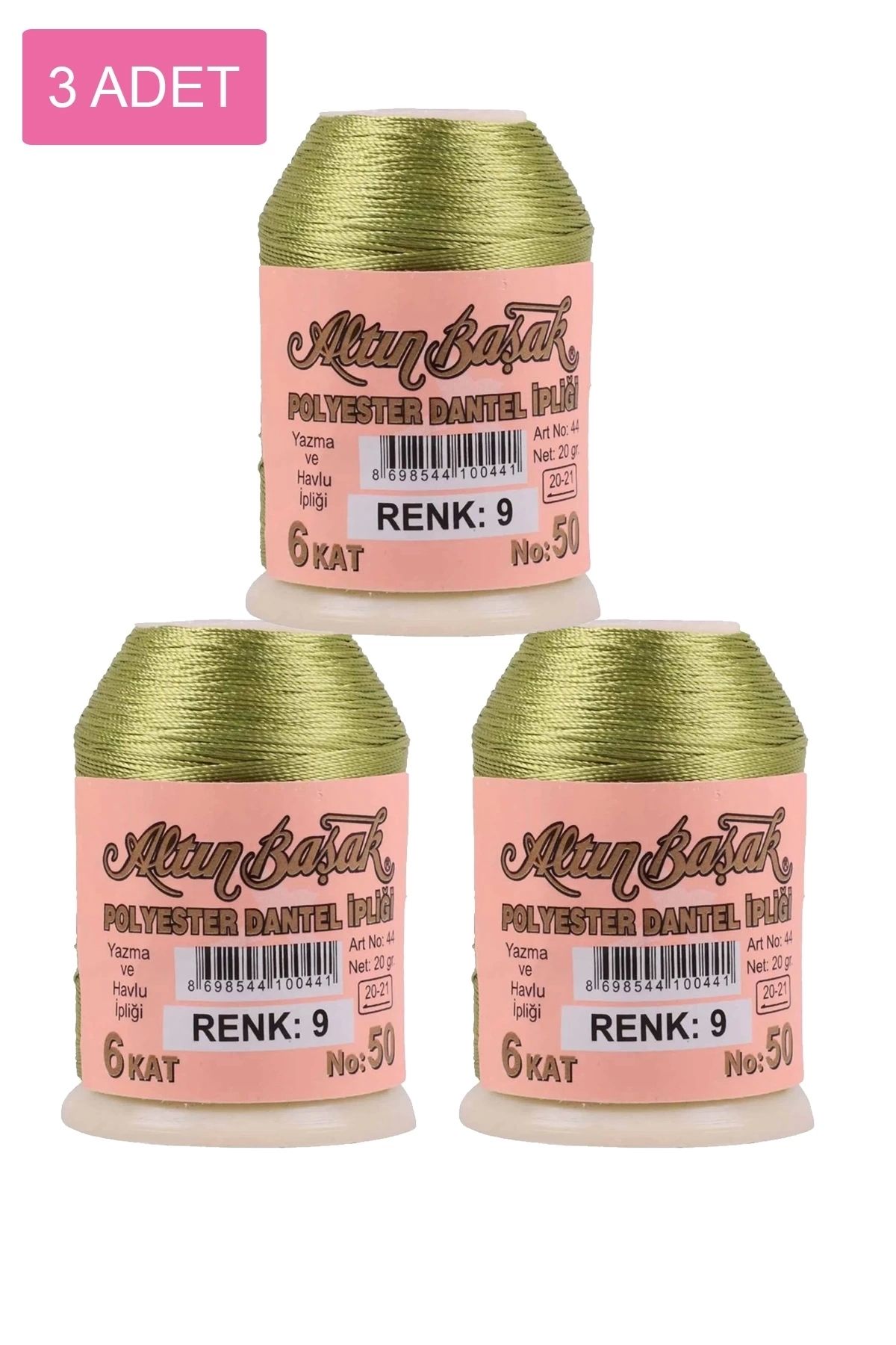 PRATİKOBA 3 Adet Altınbaşak Oya ve Dantel İpi 20 gr - Royaleks - No: 009